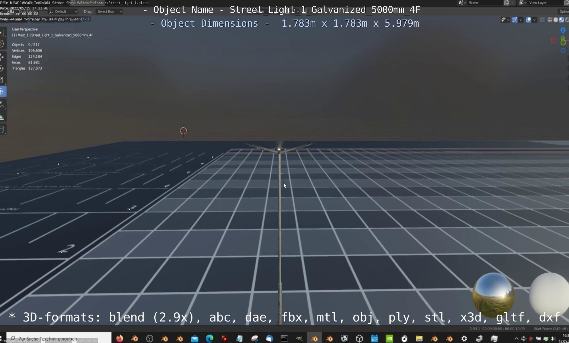Street Light 1 Galvanized 5000mm 4F Low-poly 3D model_49