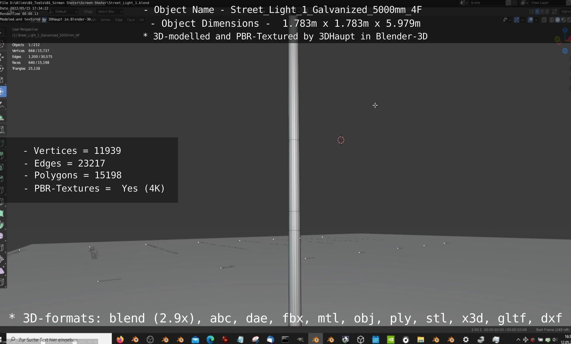 Street Light 1 Galvanized 5000mm 4F Low-poly 3D model_99