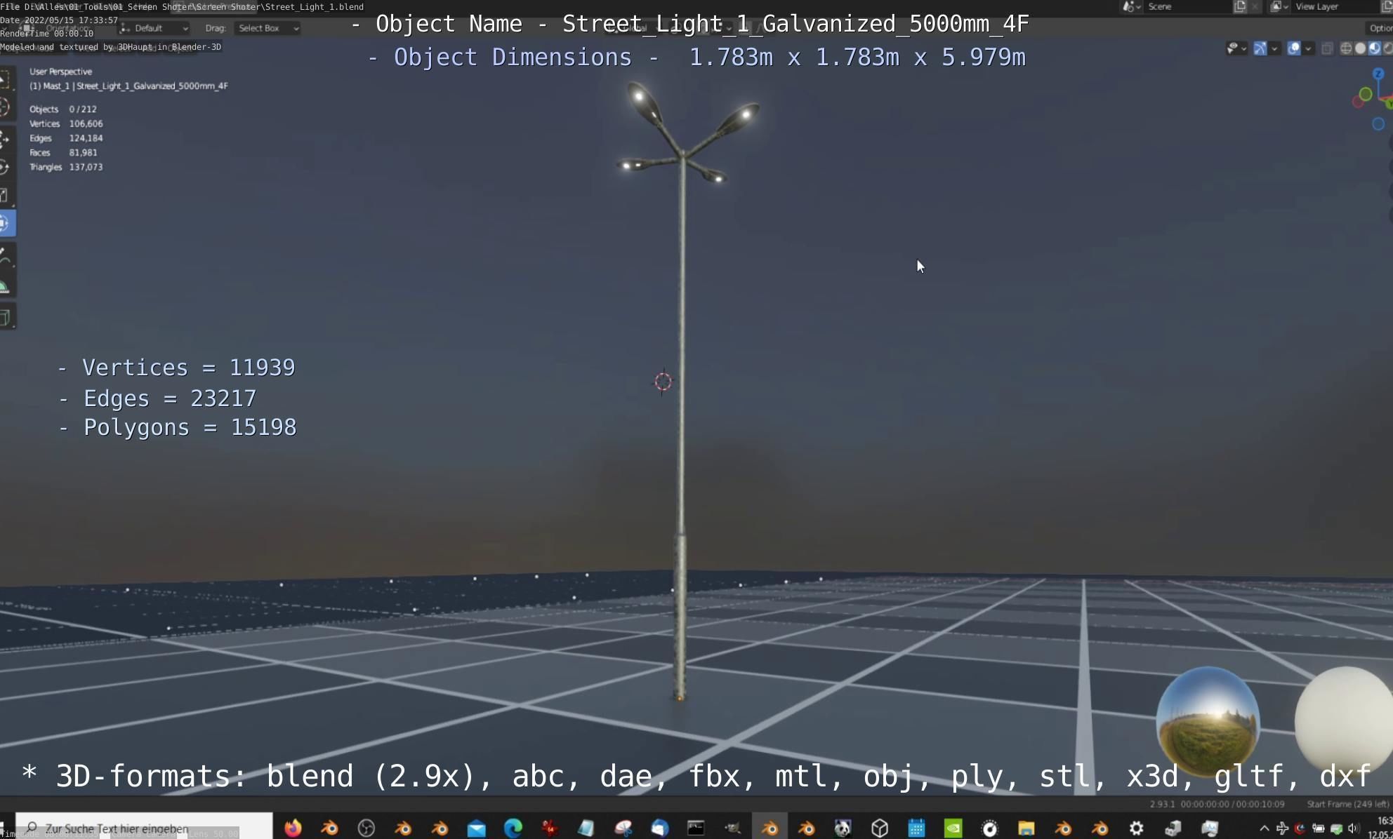 Street Light 1 Galvanized 5000mm 4F Low-poly 3D model_64