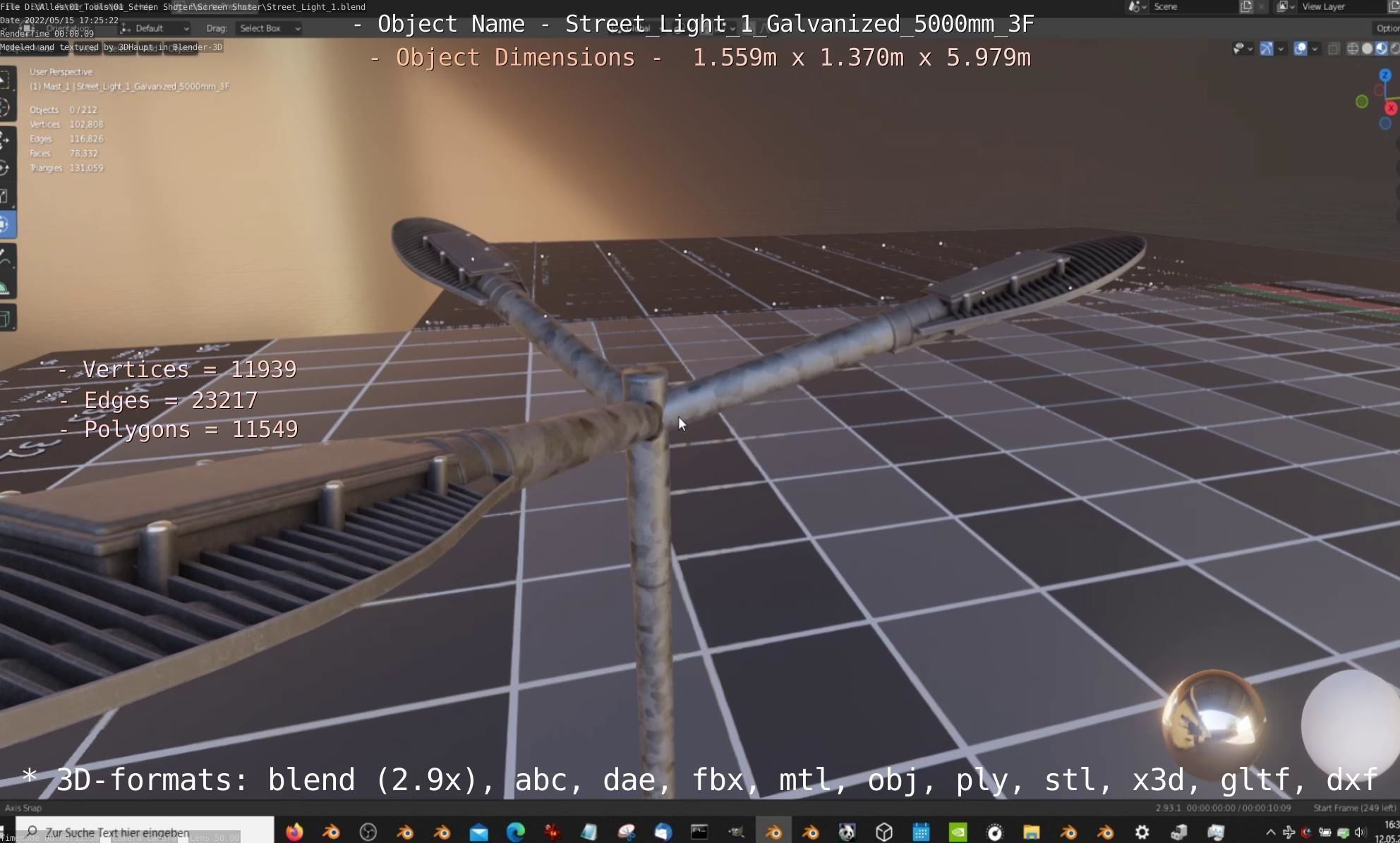 Street Light 1 Galvanized 5000mm 3F Low-poly 3D model_74