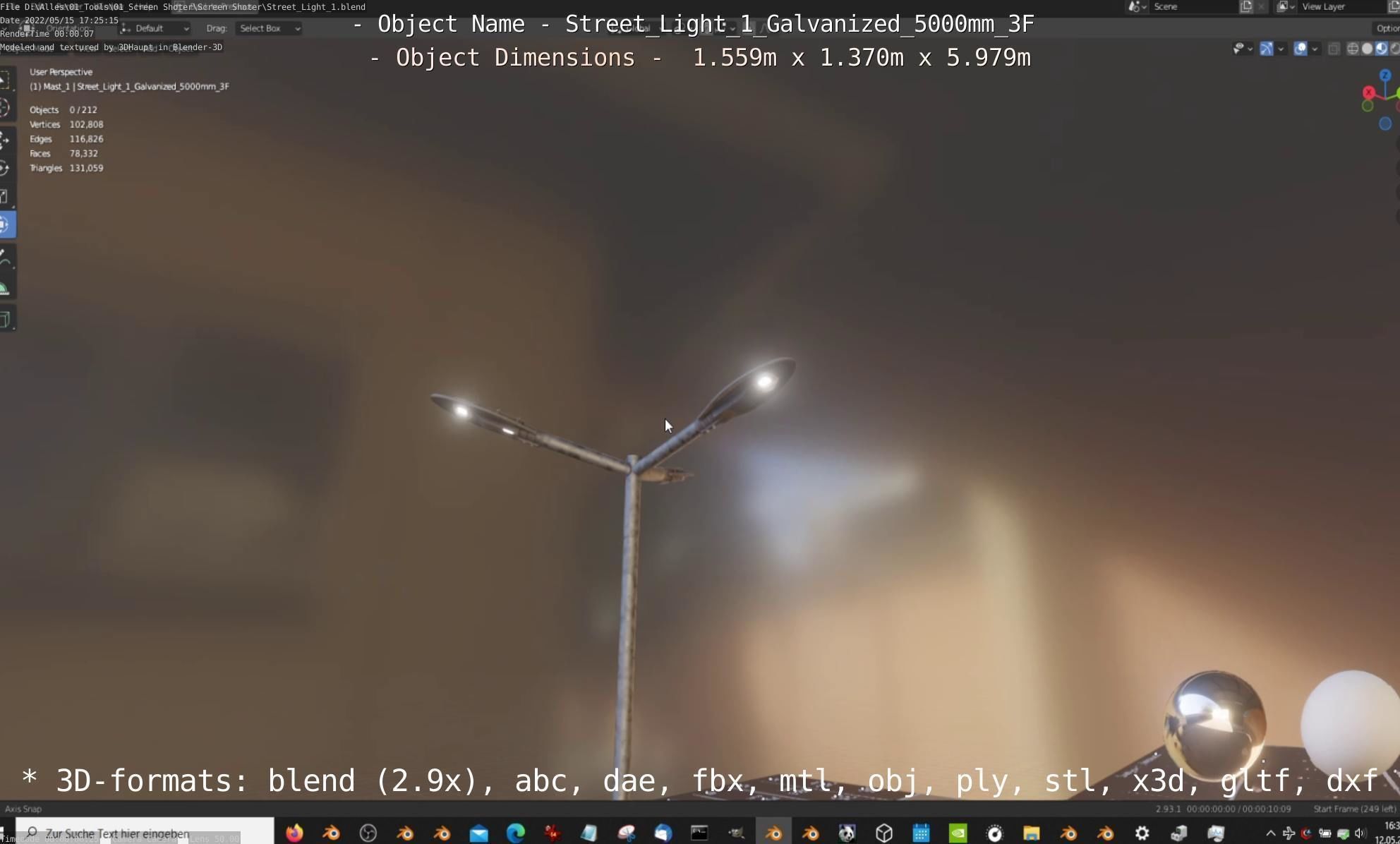 Street Light 1 Galvanized 5000mm 3F Low-poly 3D model_112