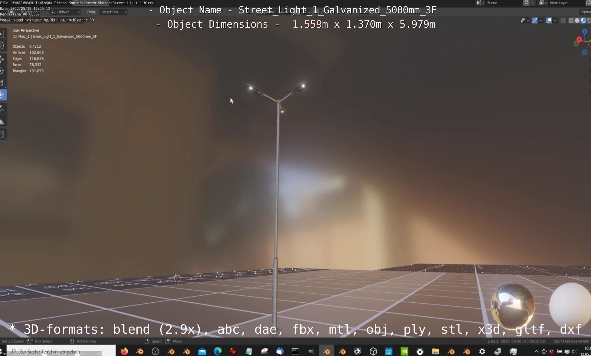 Street Light 1 Galvanized 5000mm 3F Low-poly 3D model_28