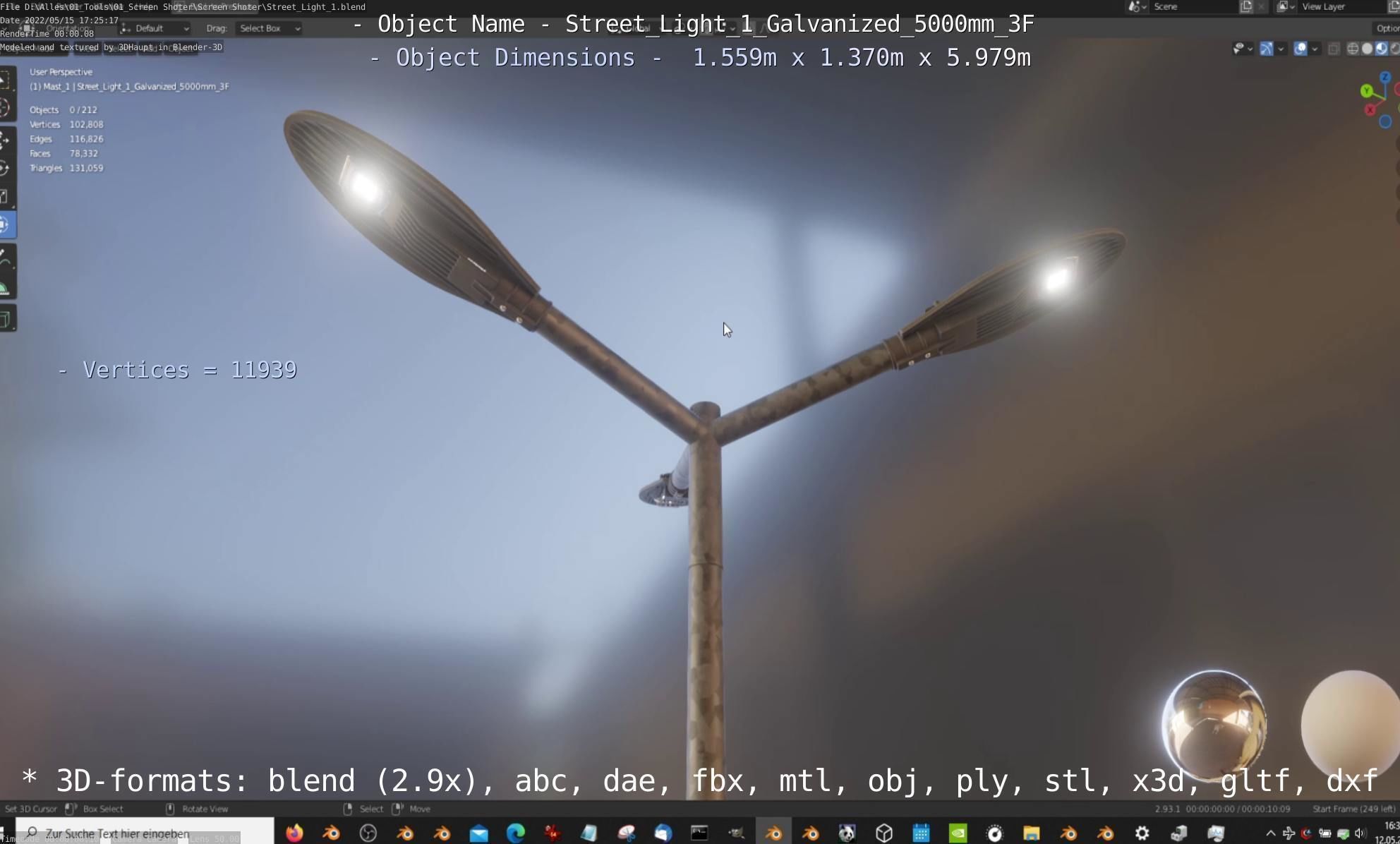 Street Light 1 Galvanized 5000mm 3F Low-poly 3D model_48