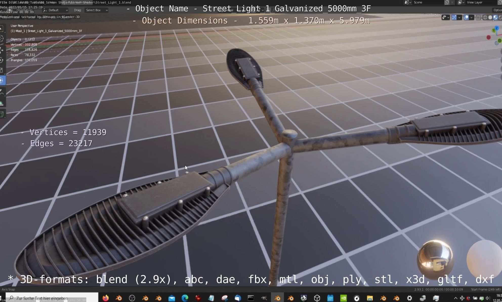 Street Light 1 Galvanized 5000mm 3F Low-poly 3D model_51