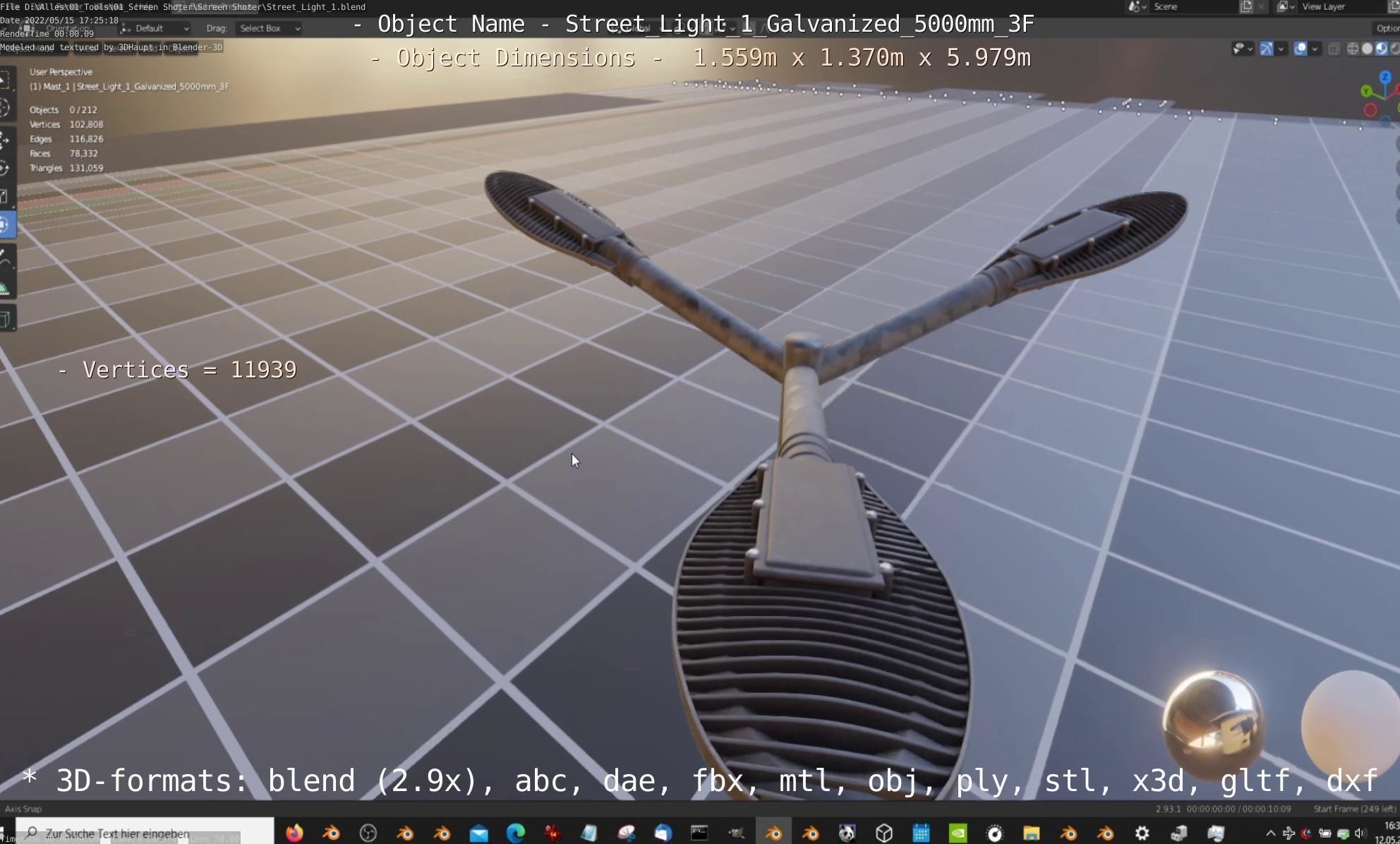 Street Light 1 Galvanized 5000mm 3F Low-poly 3D model_52