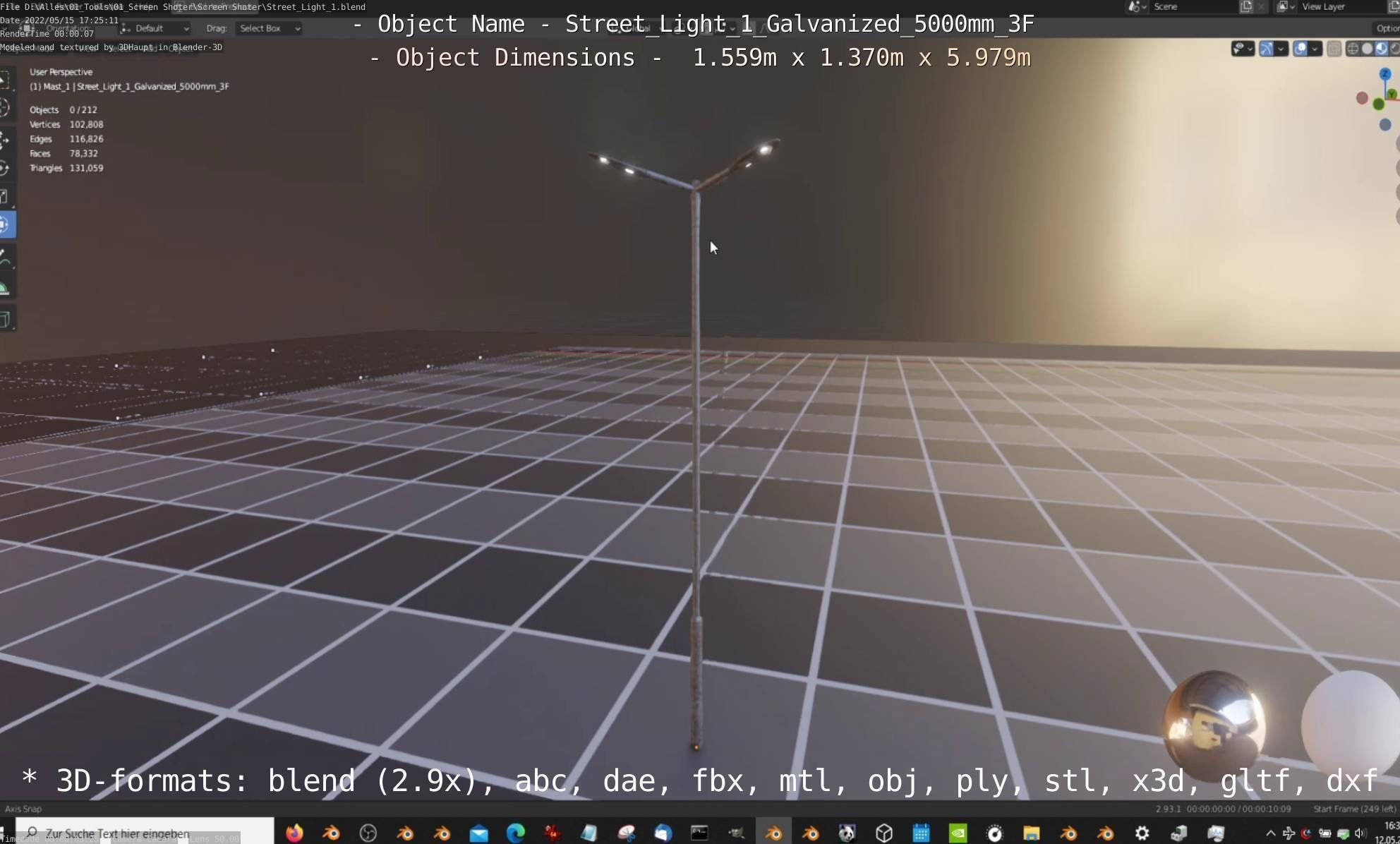 Street Light 1 Galvanized 5000mm 3F Low-poly 3D model_18