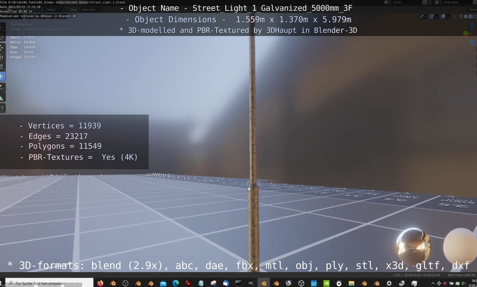 Street Light 1 Galvanized 5000mm 3F Low-poly 3D model_93