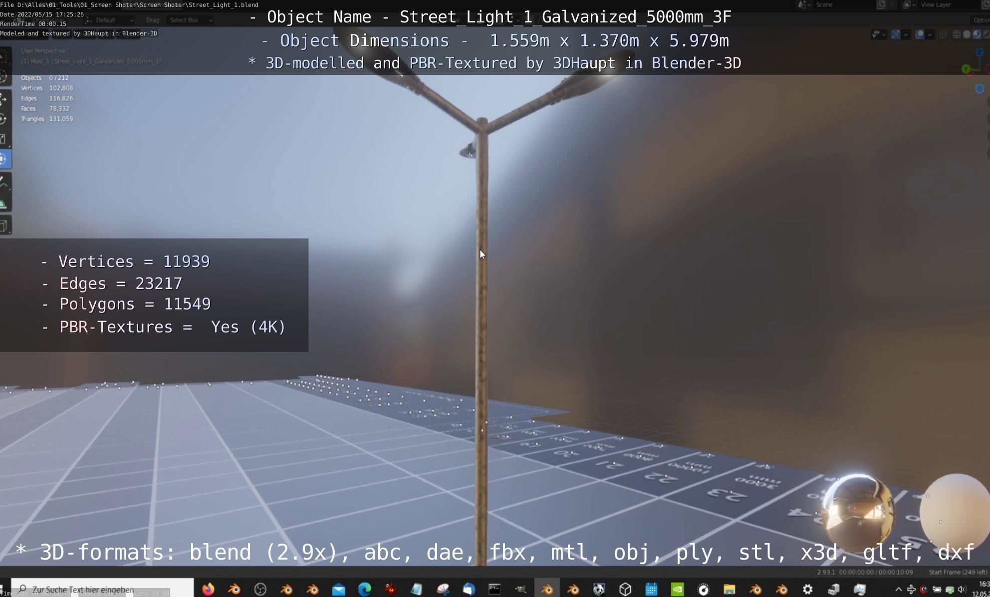 Street Light 1 Galvanized 5000mm 3F Low-poly 3D model_76