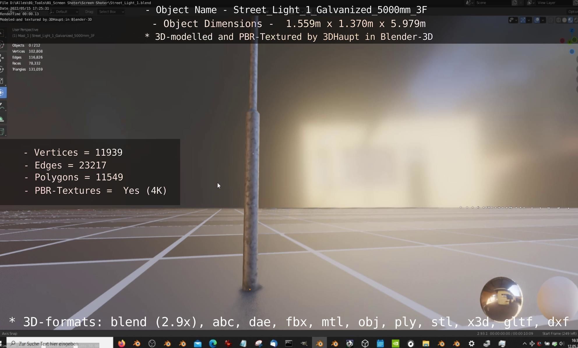 Street Light 1 Galvanized 5000mm 3F Low-poly 3D model_98