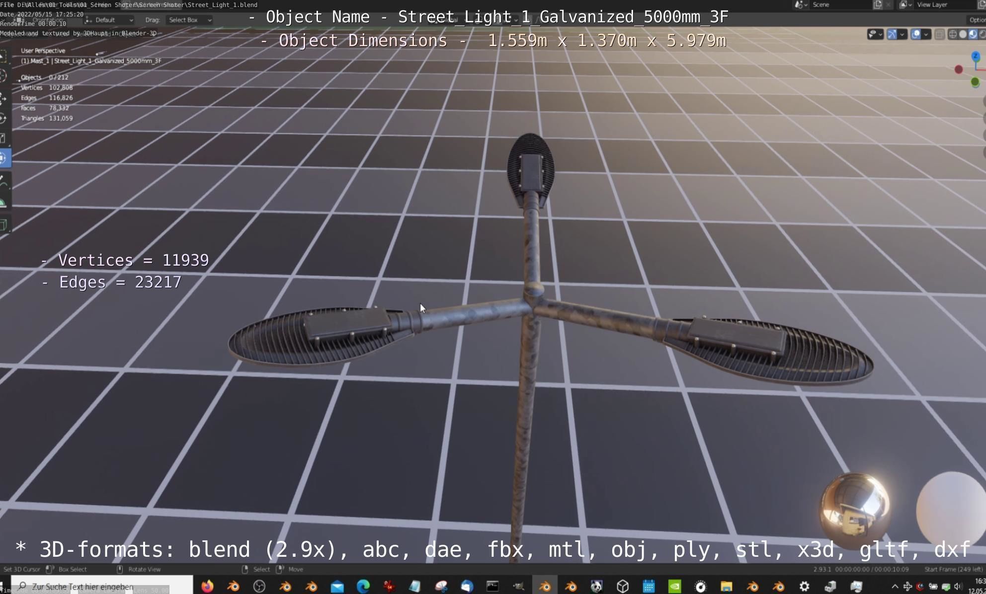 Street Light 1 Galvanized 5000mm 3F Low-poly 3D model_24