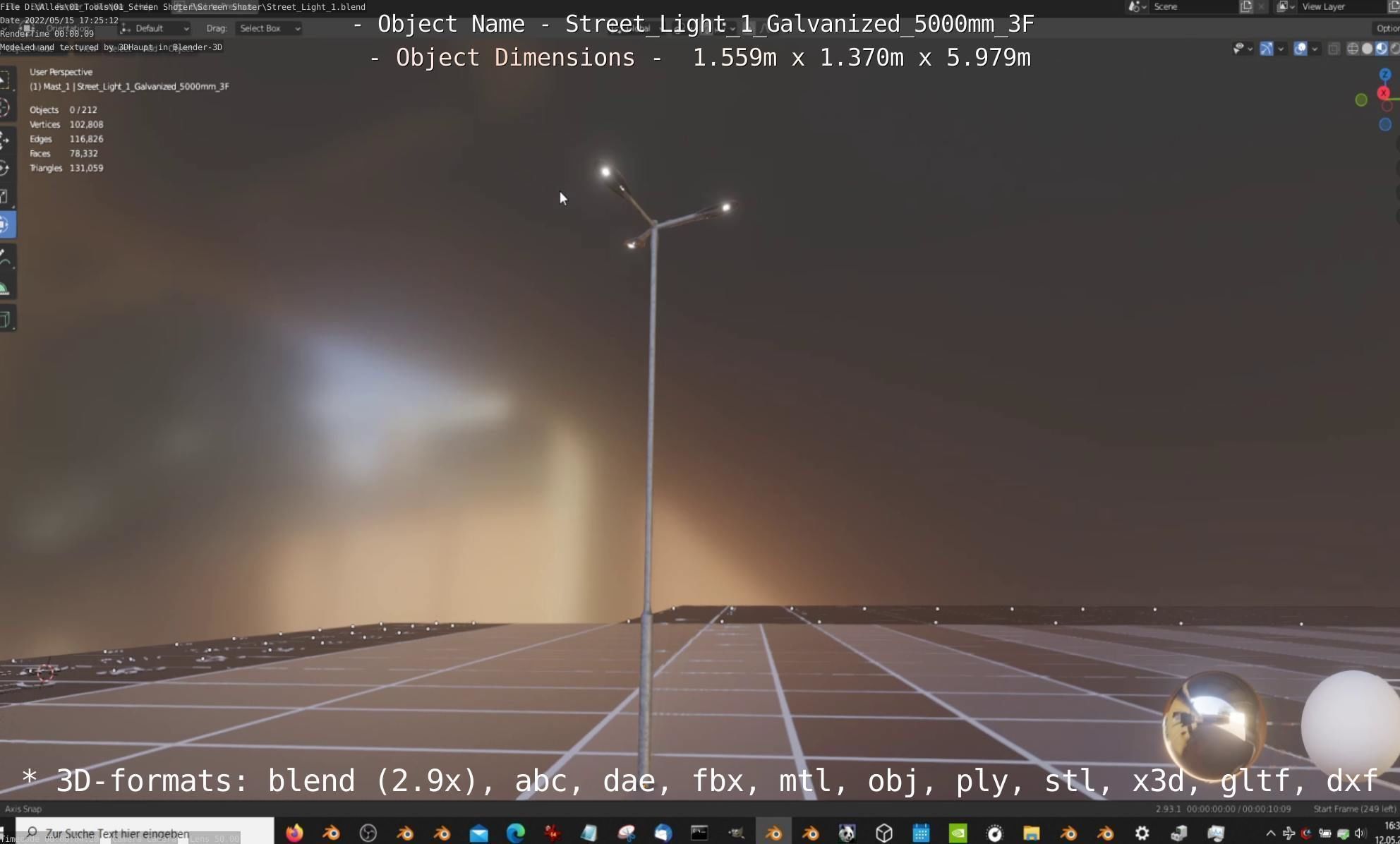 Street Light 1 Galvanized 5000mm 3F Low-poly 3D model_31