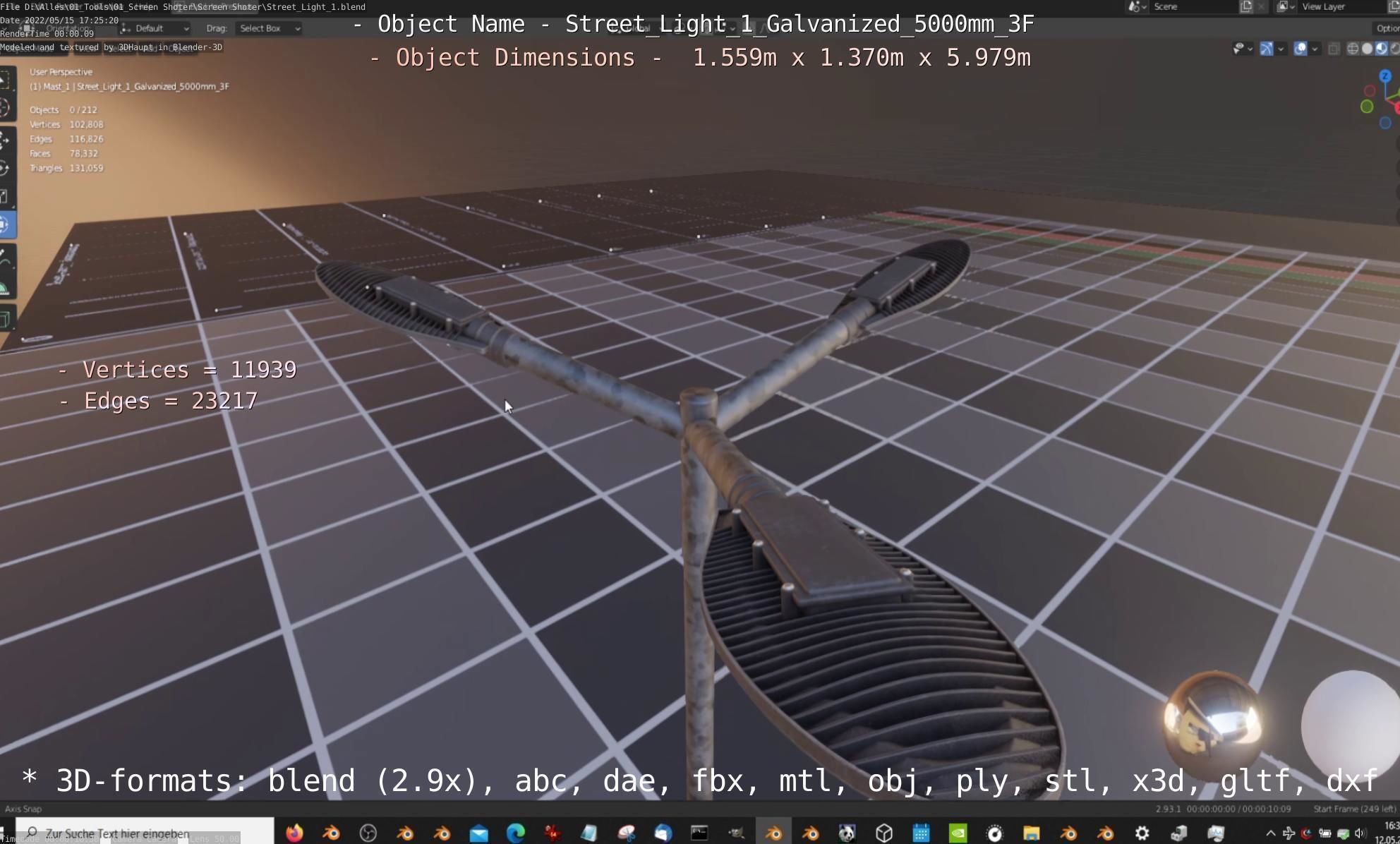 Street Light 1 Galvanized 5000mm 3F Low-poly 3D model_58