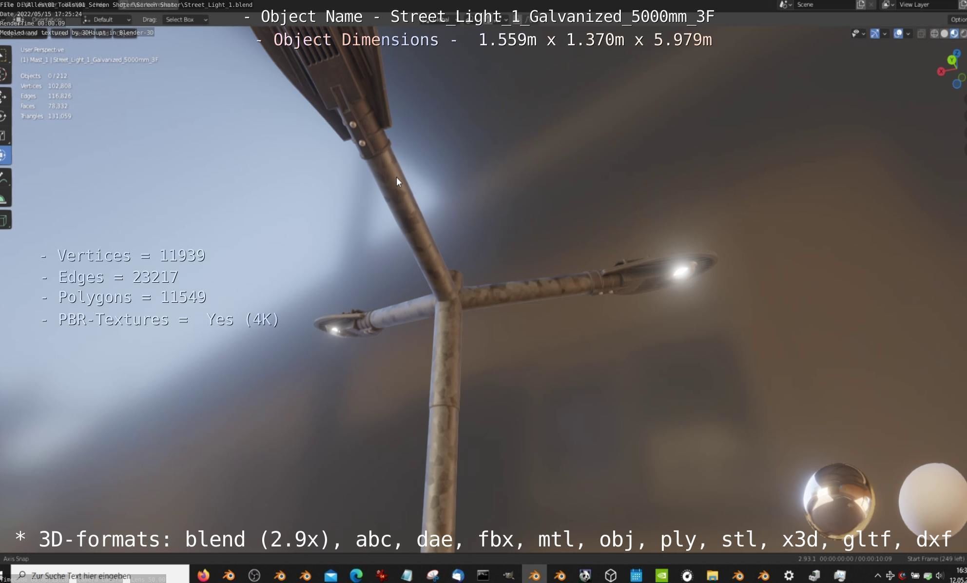 Street Light 1 Galvanized 5000mm 3F Low-poly 3D model_30