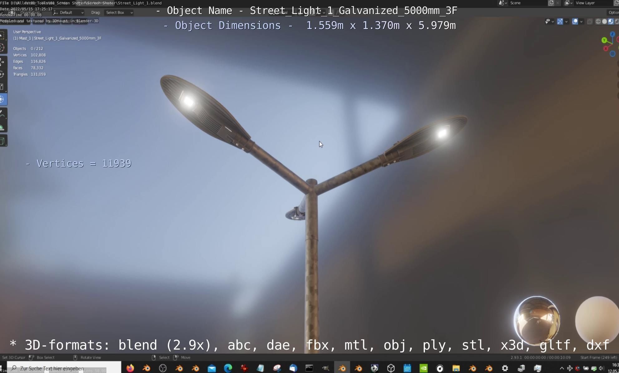 Street Light 1 Galvanized 5000mm 3F Low-poly 3D model_21