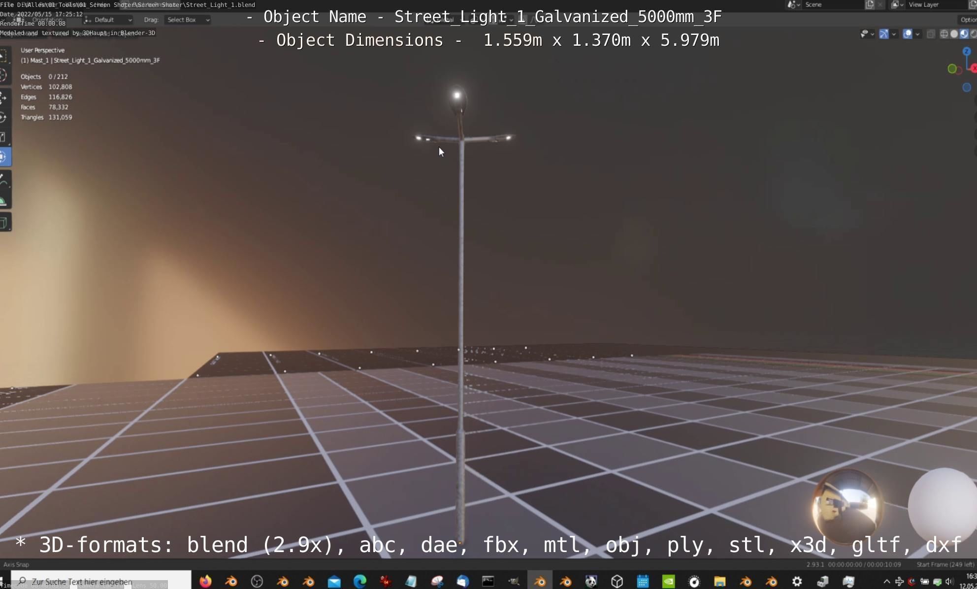 Street Light 1 Galvanized 5000mm 3F Low-poly 3D model_33