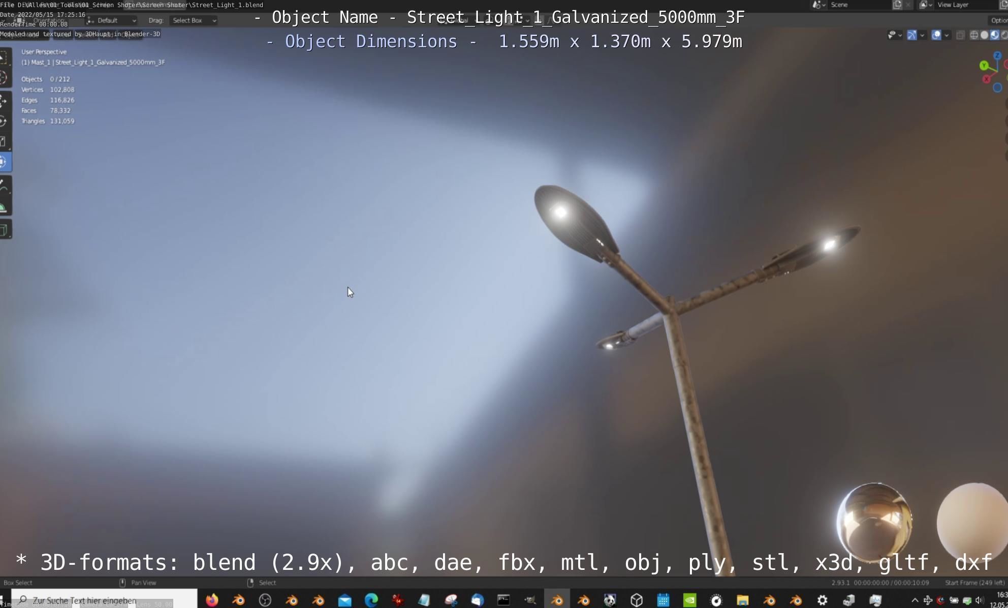 Street Light 1 Galvanized 5000mm 3F Low-poly 3D model_47