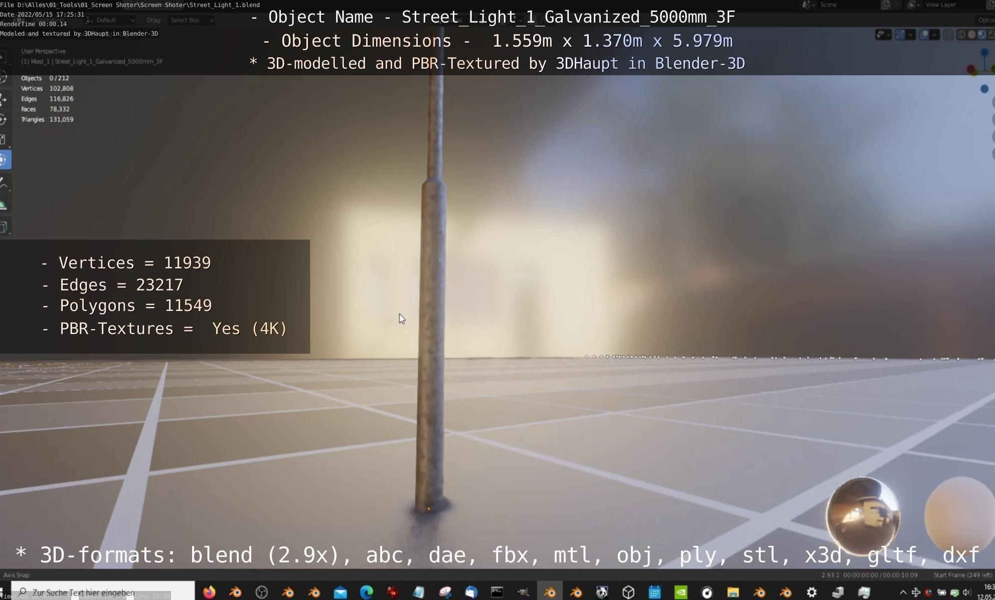 Street Light 1 Galvanized 5000mm 3F Low-poly 3D model_87