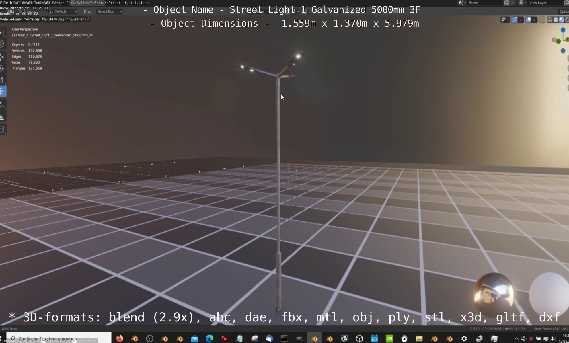 Street Light 1 Galvanized 5000mm 3F Low-poly 3D model_111