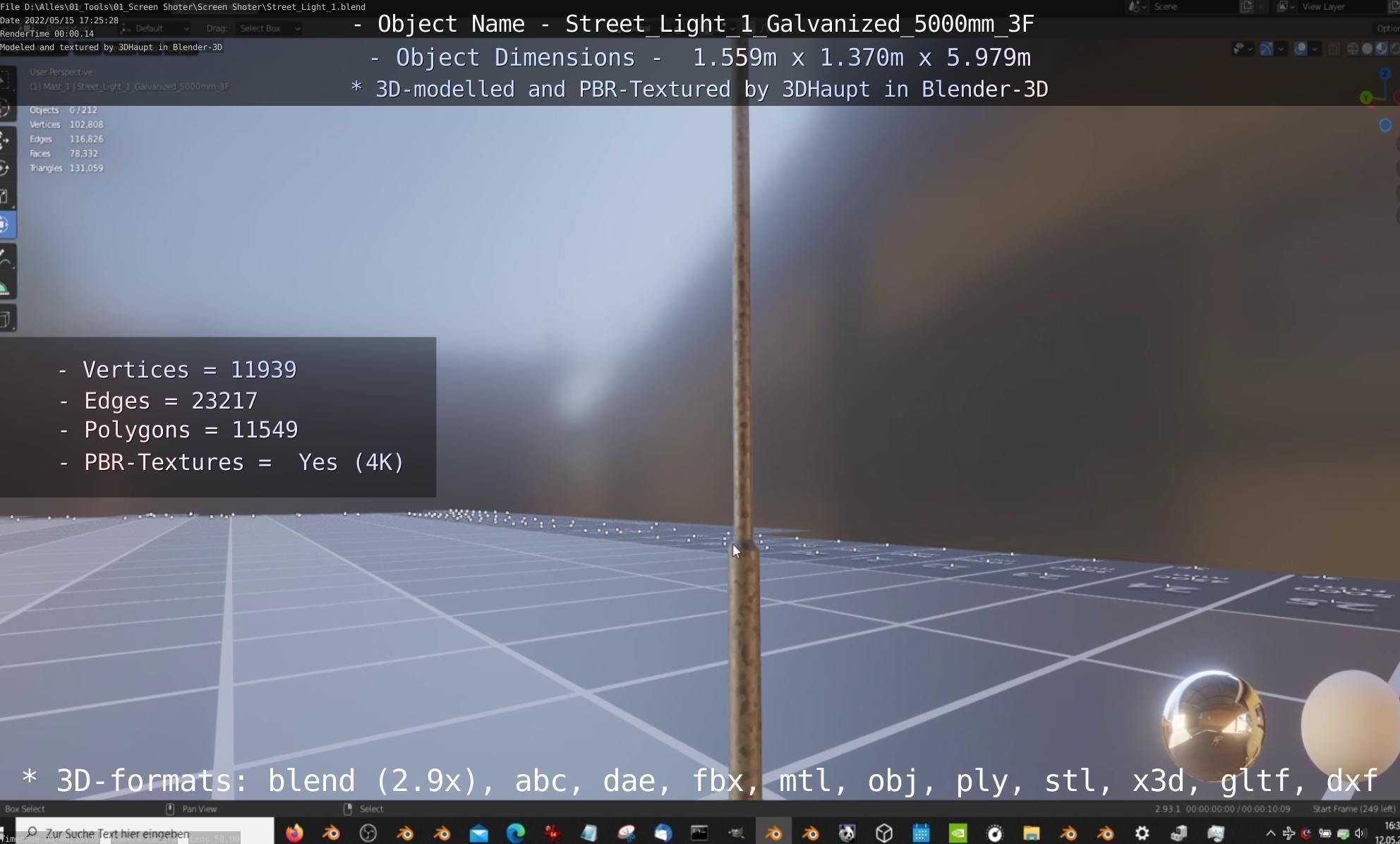 Street Light 1 Galvanized 5000mm 3F Low-poly 3D model_86