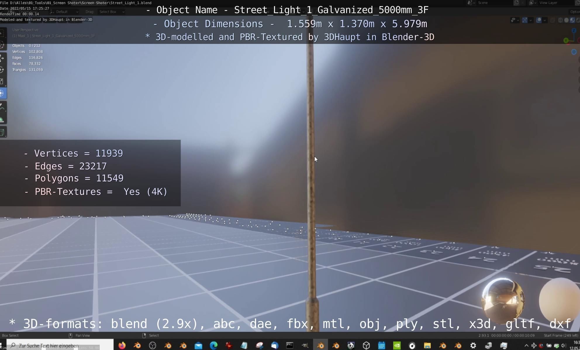 Street Light 1 Galvanized 5000mm 3F Low-poly 3D model_79