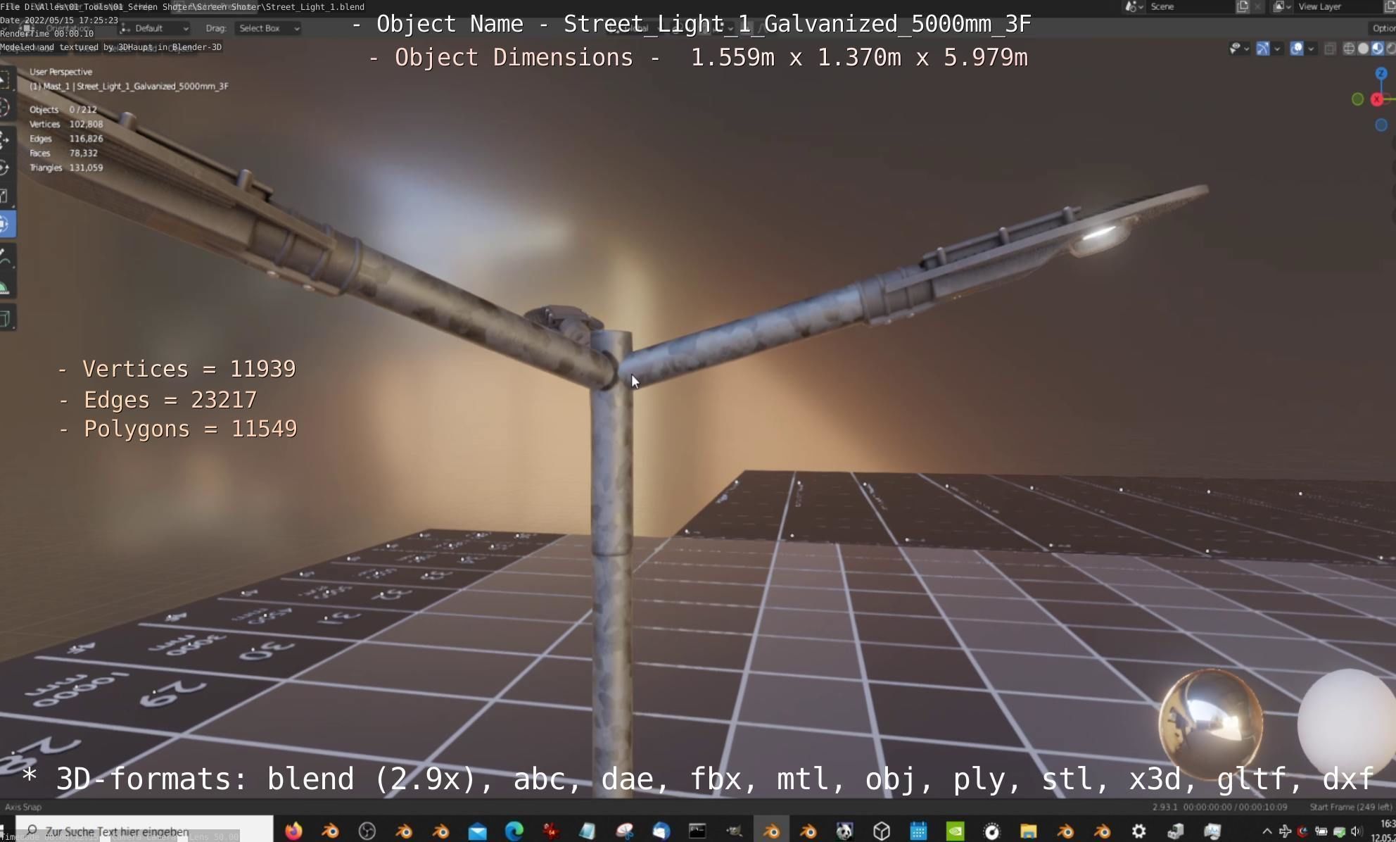 Street Light 1 Galvanized 5000mm 3F Low-poly 3D model_70