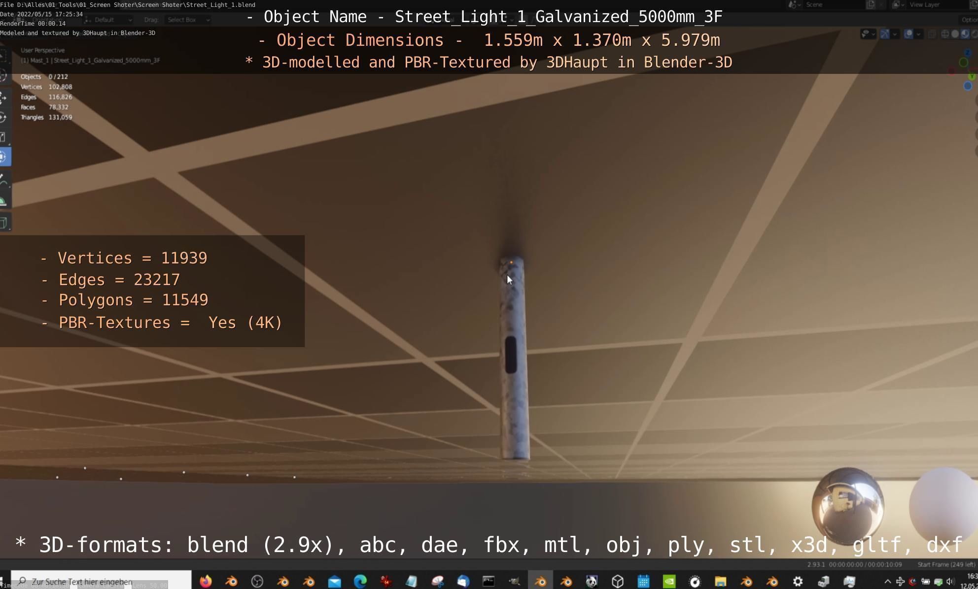 Street Light 1 Galvanized 5000mm 3F Low-poly 3D model_96