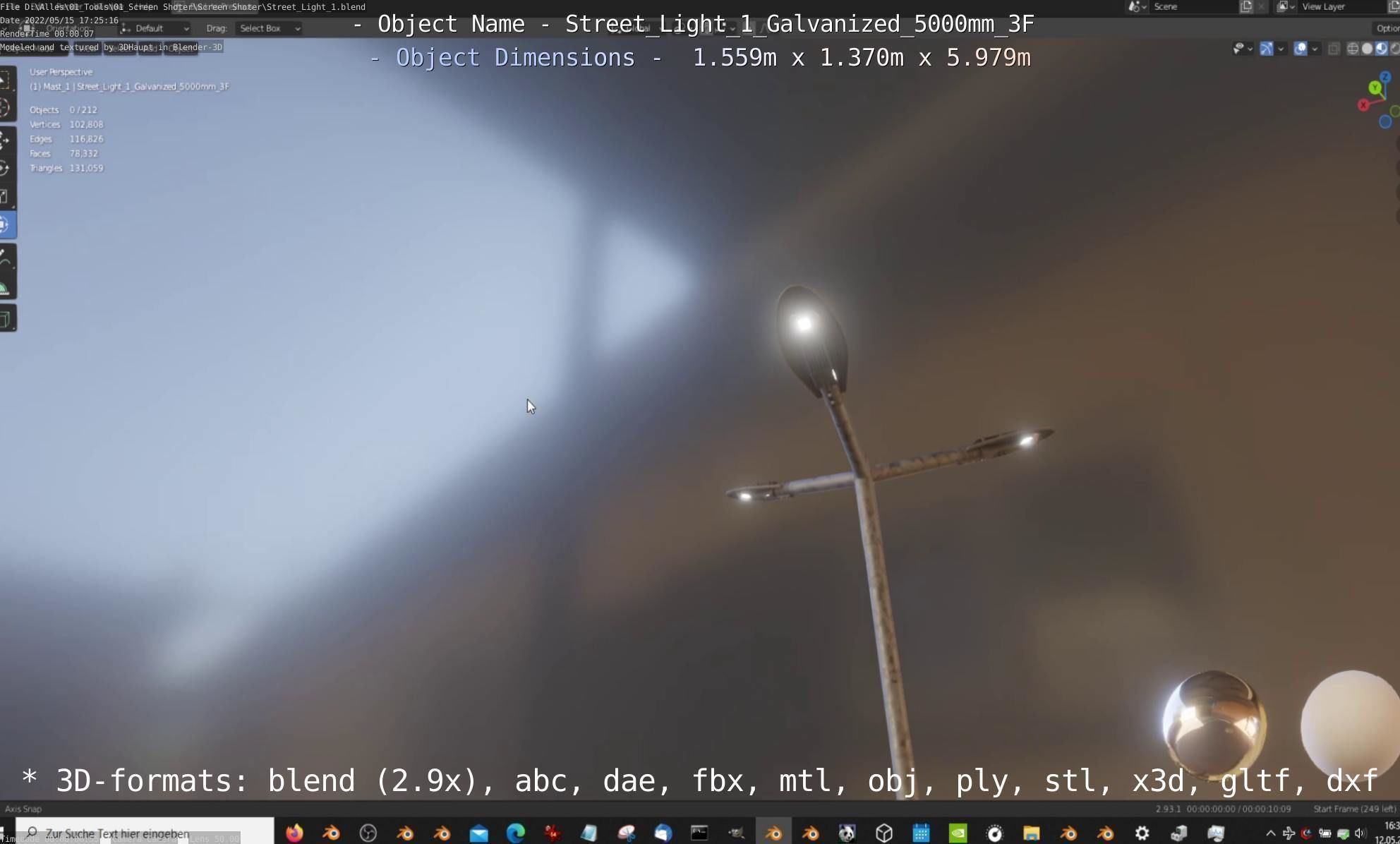 Street Light 1 Galvanized 5000mm 3F Low-poly 3D model_20