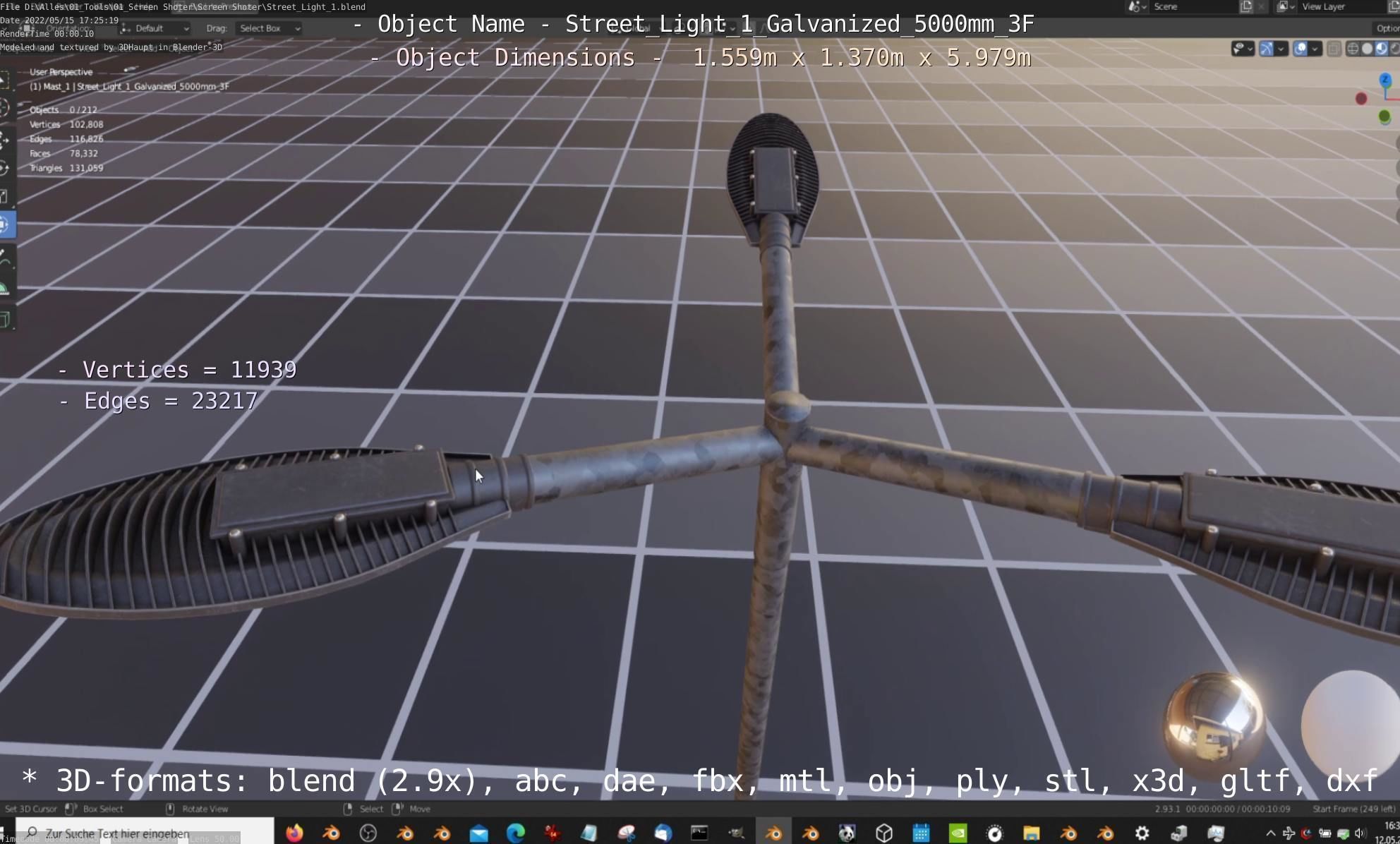 Street Light 1 Galvanized 5000mm 3F Low-poly 3D model_54