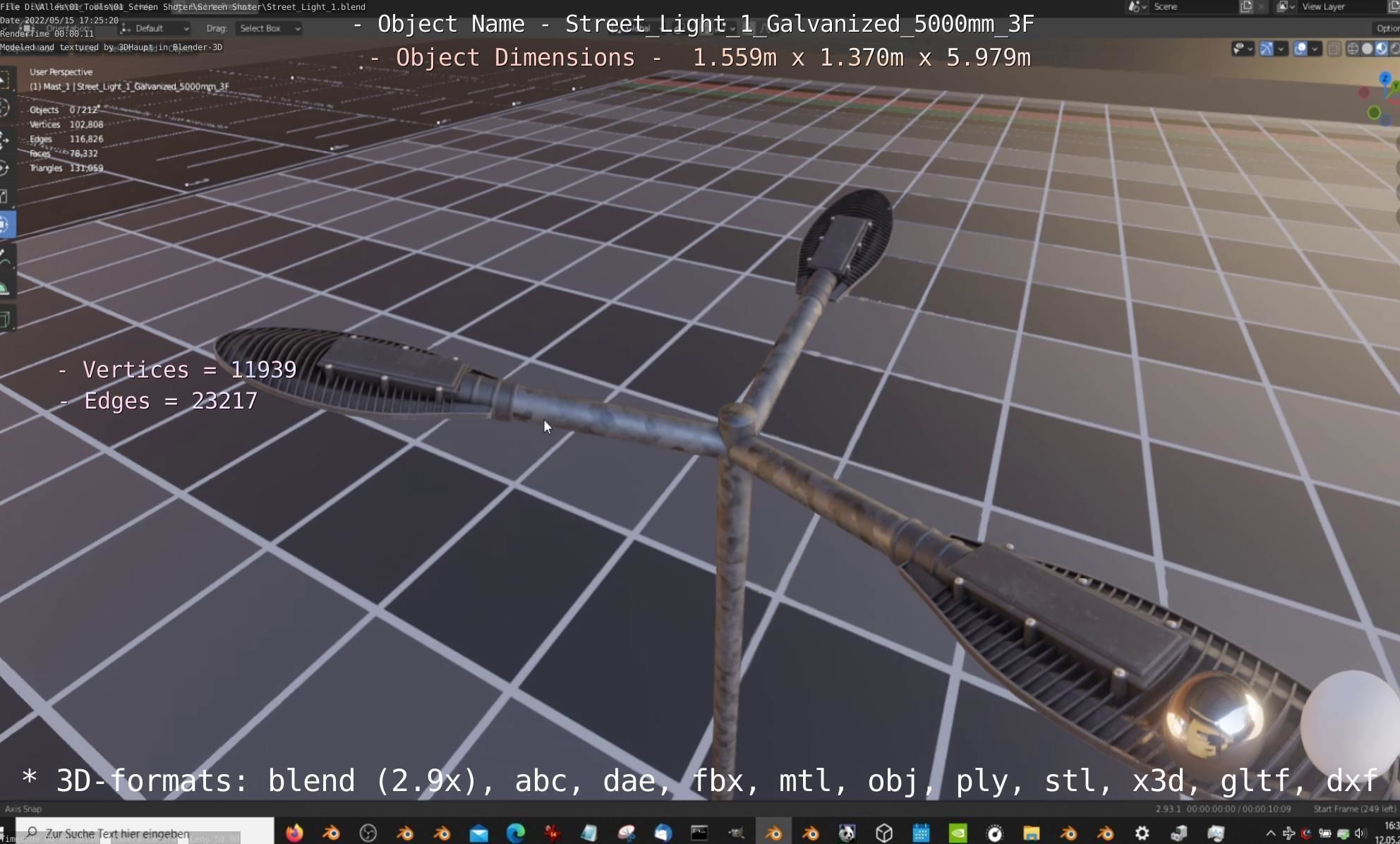 Street Light 1 Galvanized 5000mm 3F Low-poly 3D model_57