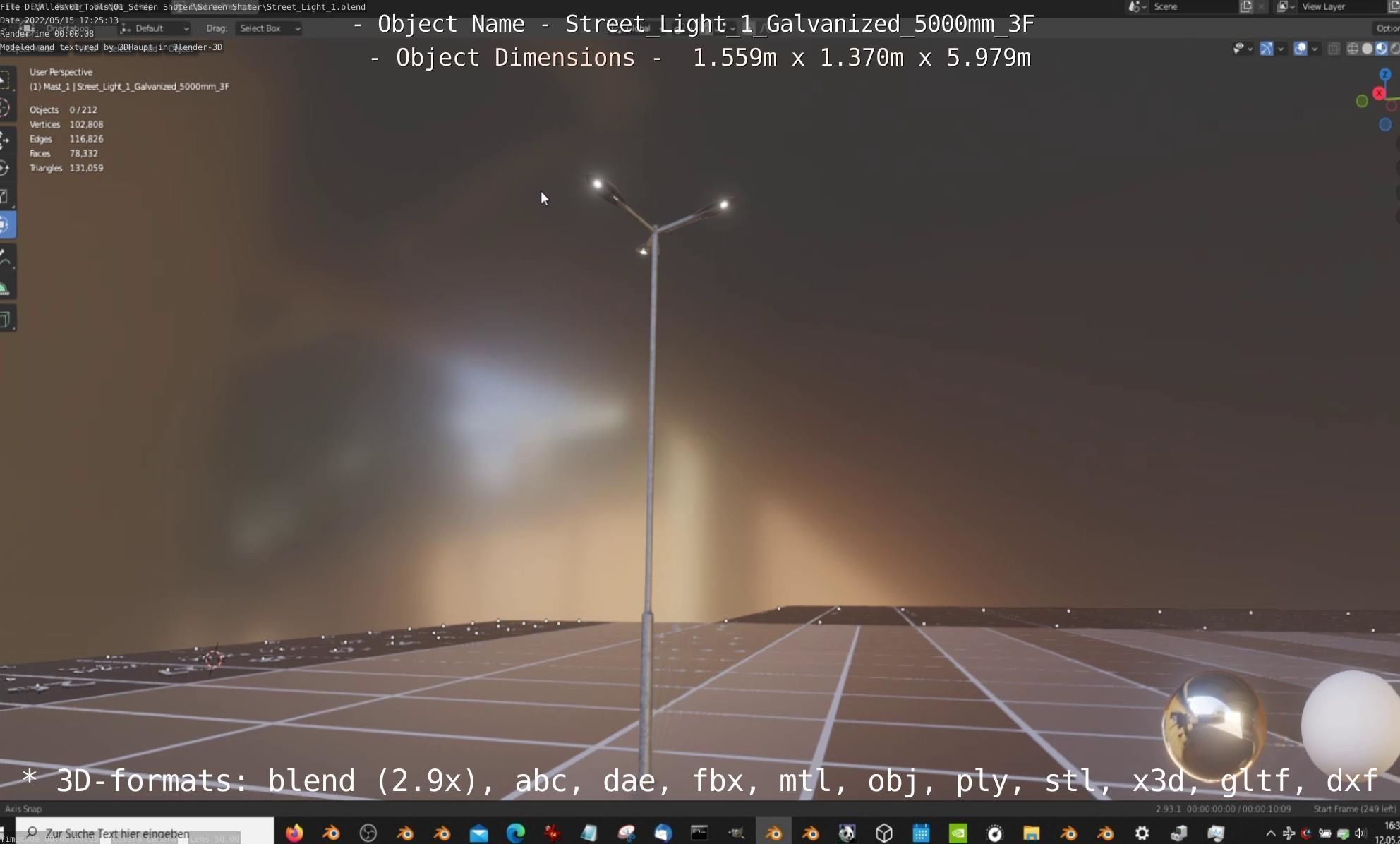 Street Light 1 Galvanized 5000mm 3F Low-poly 3D model_32