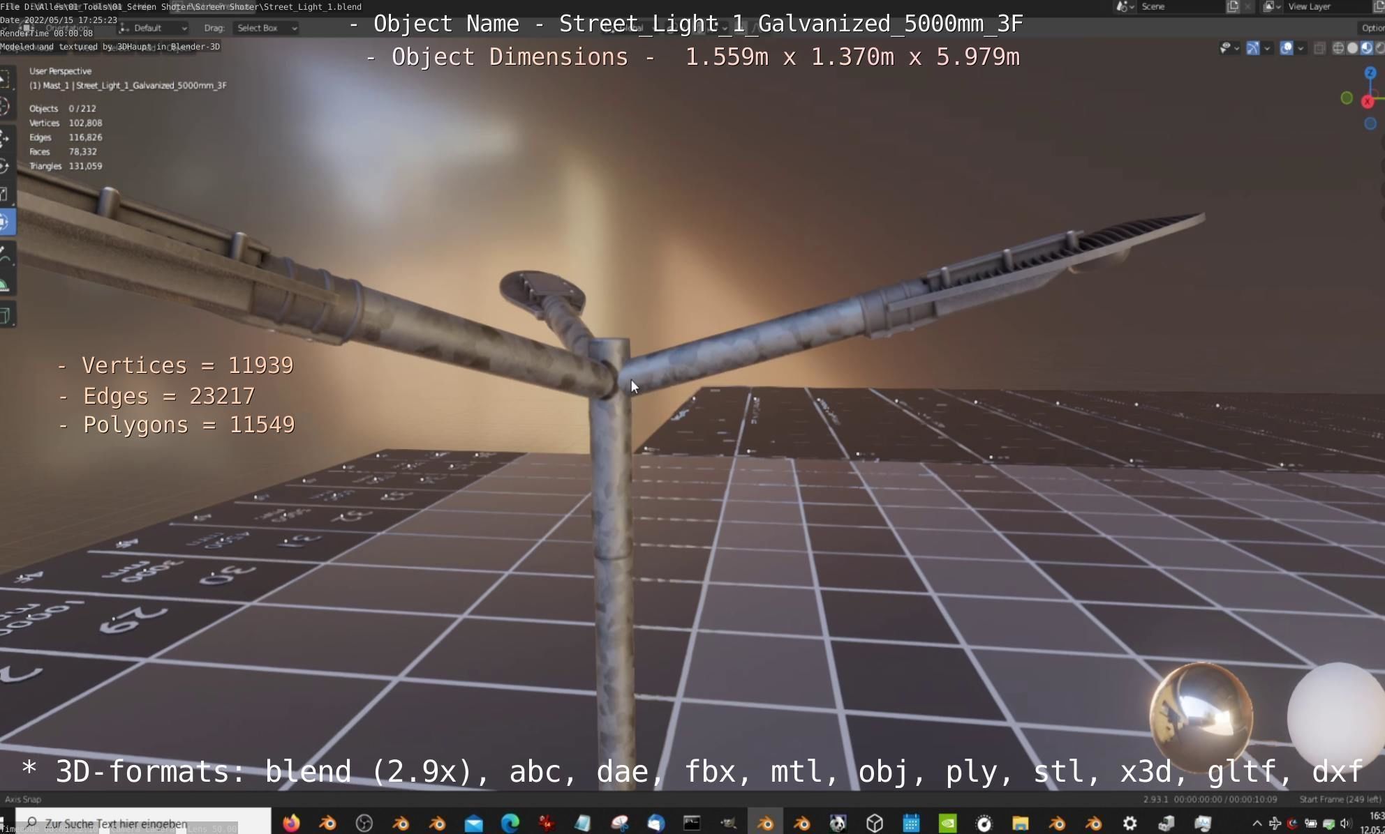 Street Light 1 Galvanized 5000mm 3F Low-poly 3D model_68