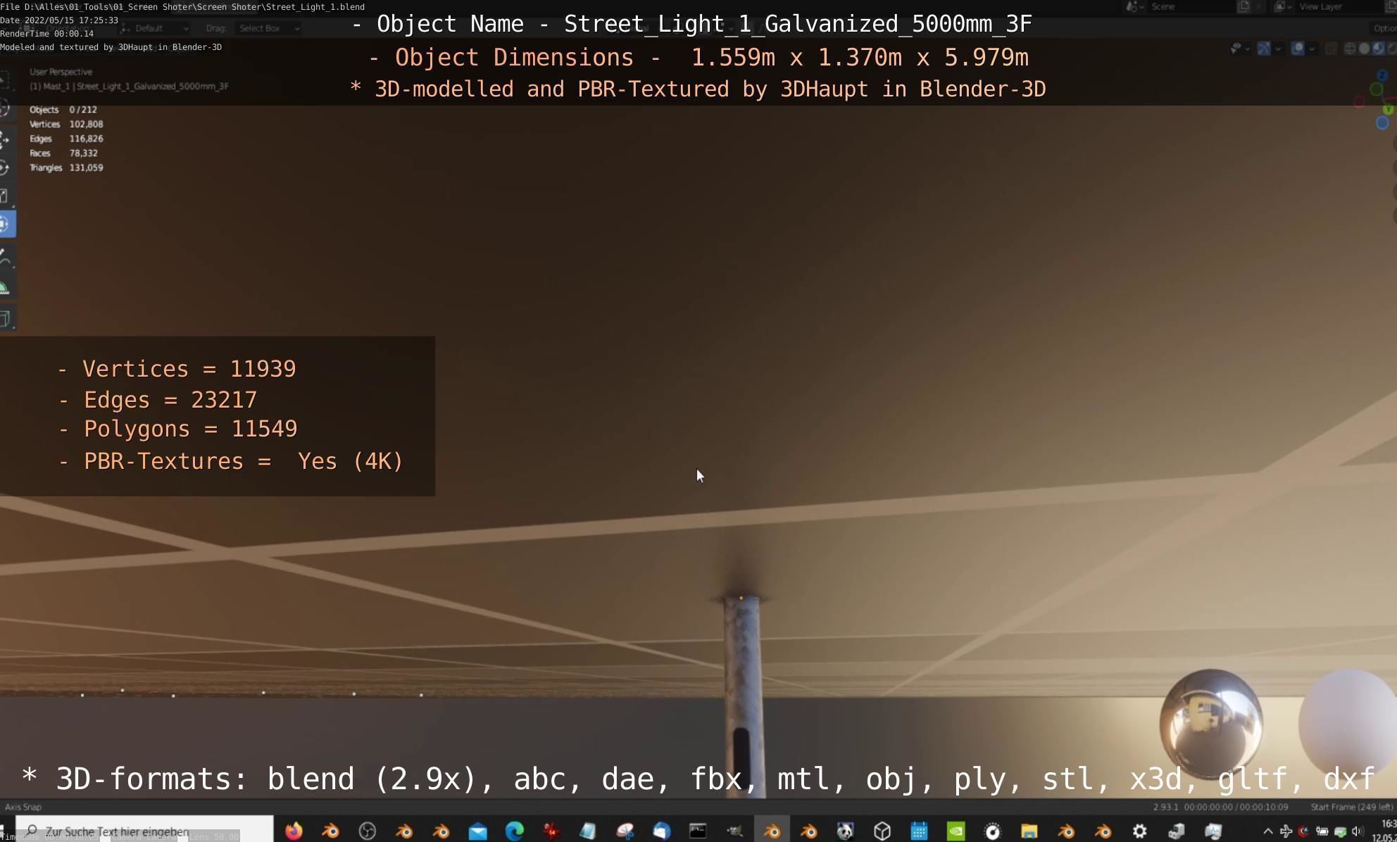 Street Light 1 Galvanized 5000mm 3F Low-poly 3D model_92