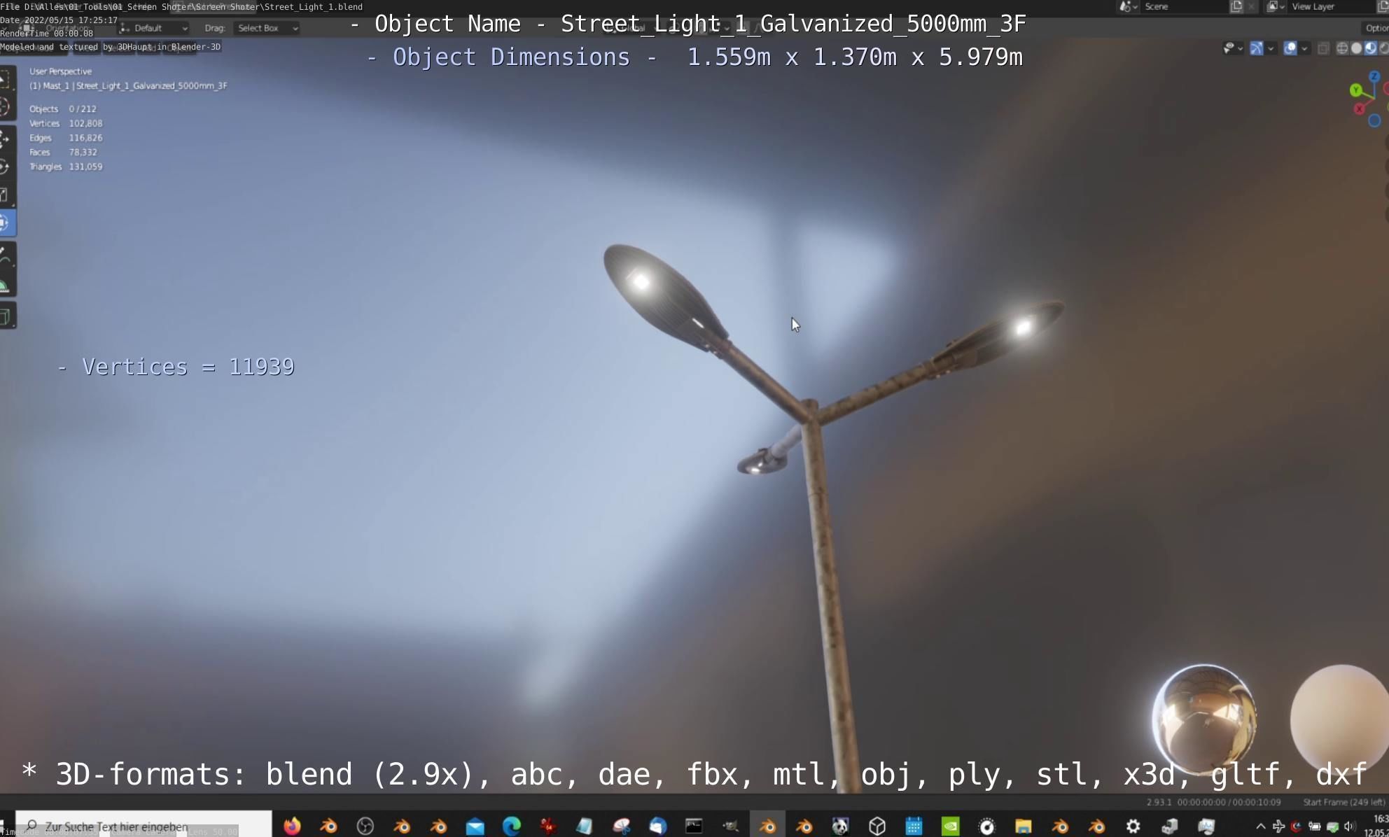 Street Light 1 Galvanized 5000mm 3F Low-poly 3D model_43