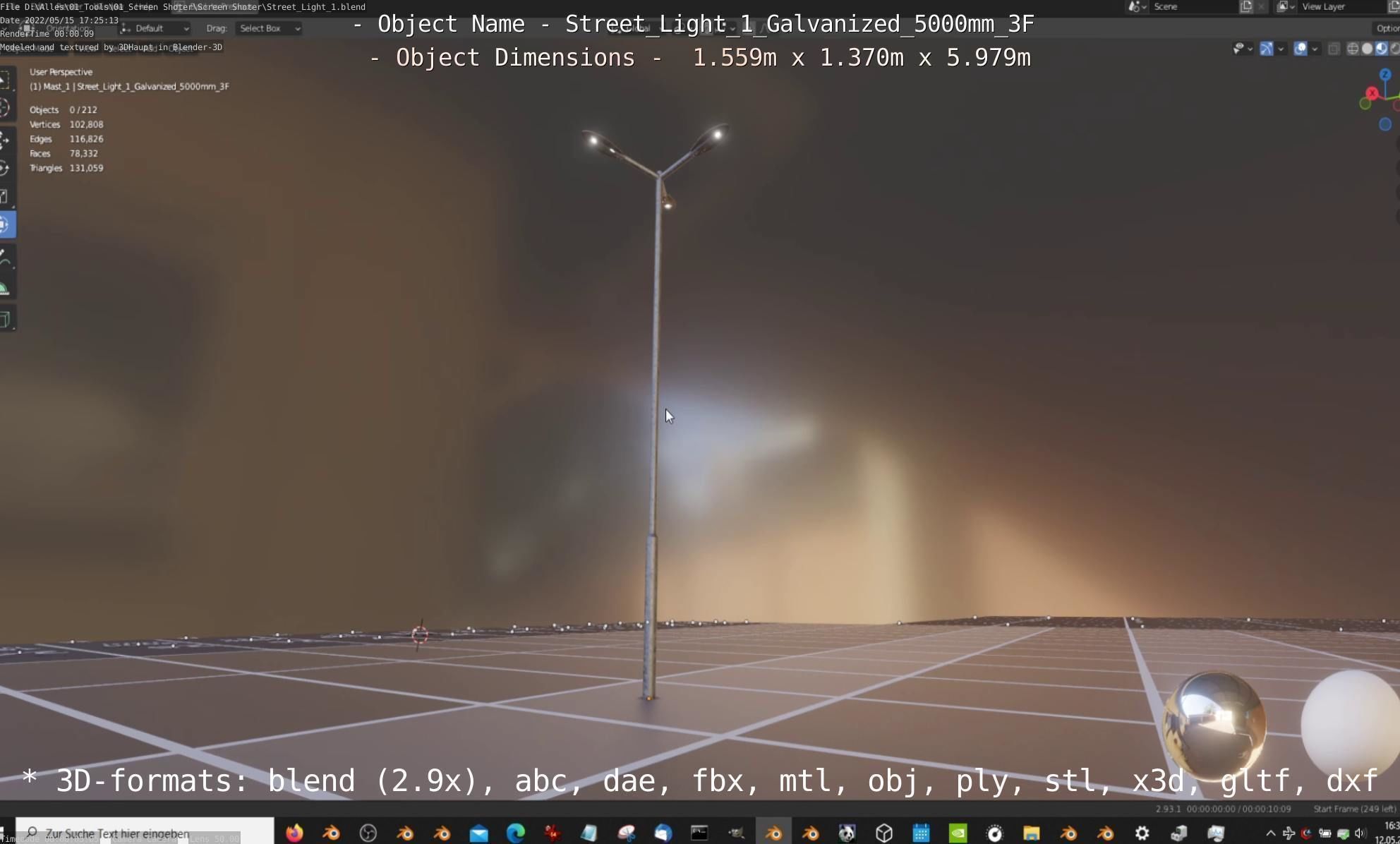 Street Light 1 Galvanized 5000mm 3F Low-poly 3D model_41