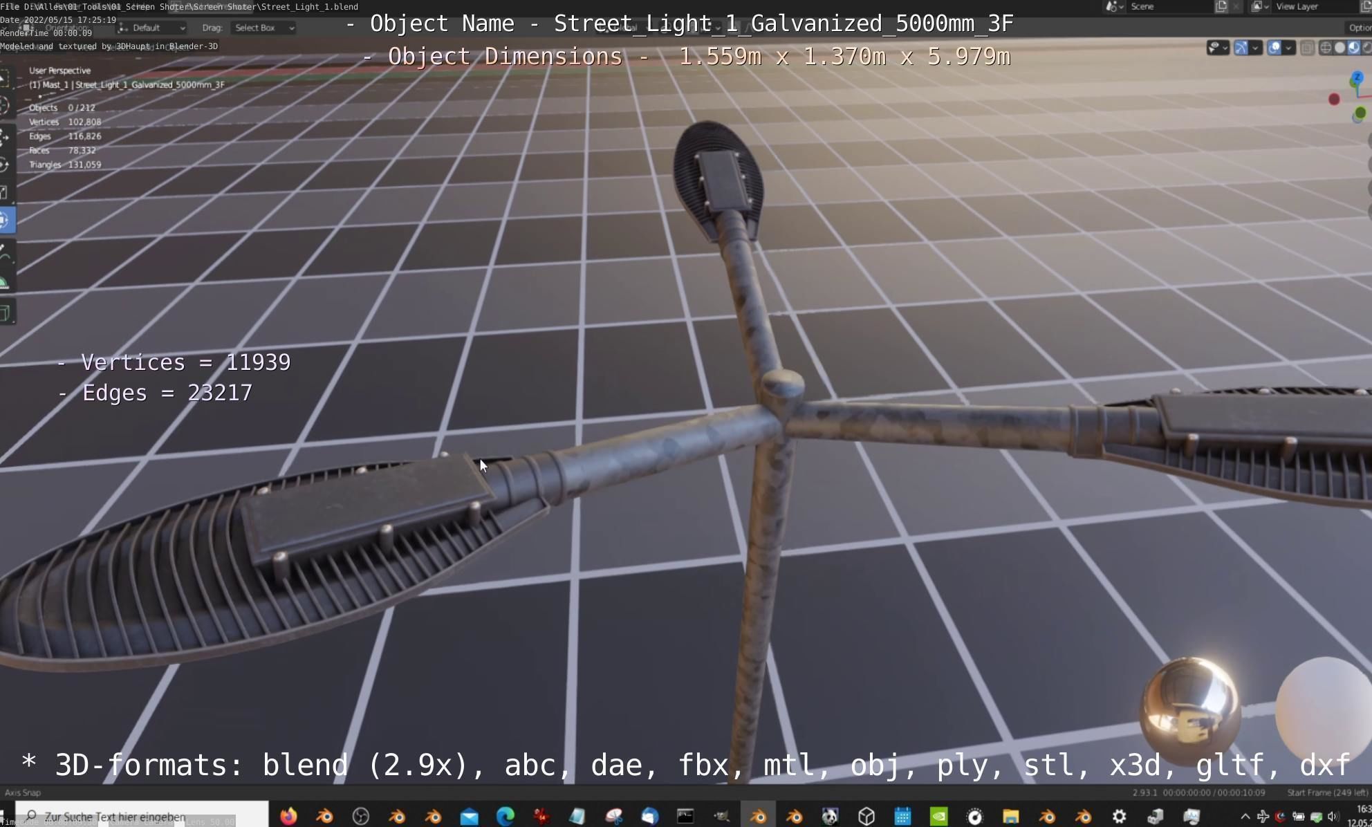 Street Light 1 Galvanized 5000mm 3F Low-poly 3D model_53