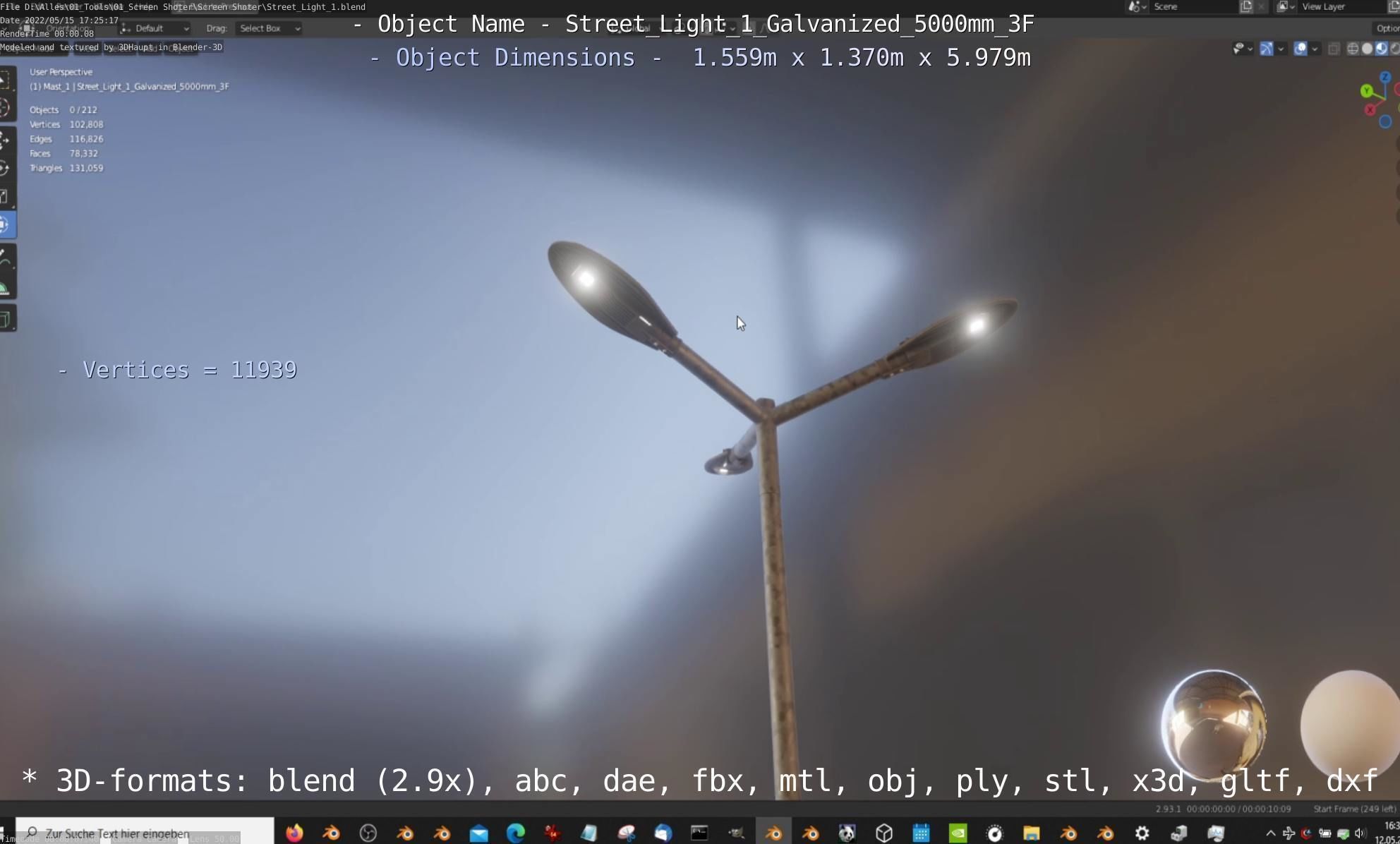 Street Light 1 Galvanized 5000mm 3F Low-poly 3D model_44