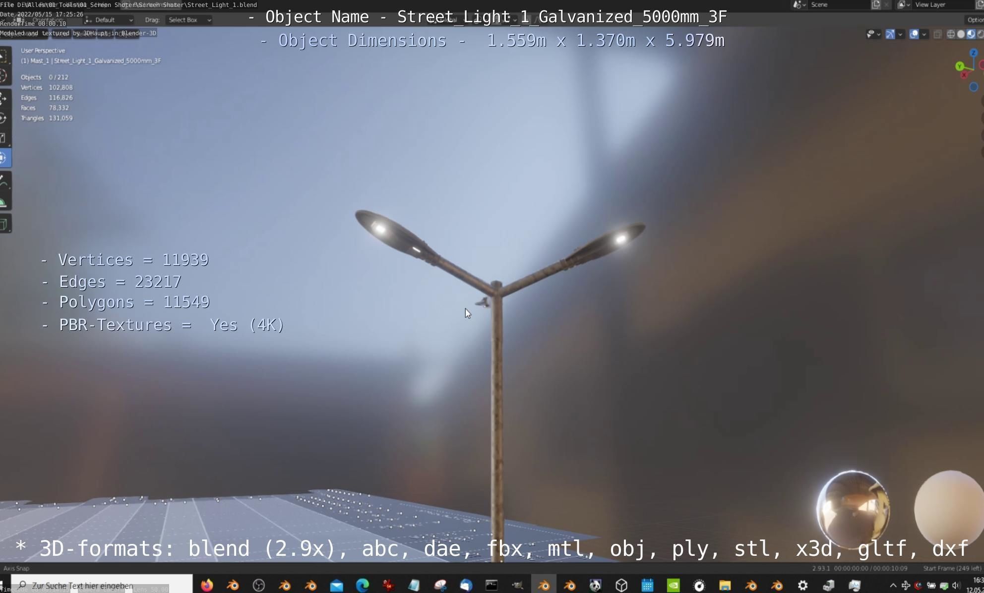 Street Light 1 Galvanized 5000mm 3F Low-poly 3D model_82
