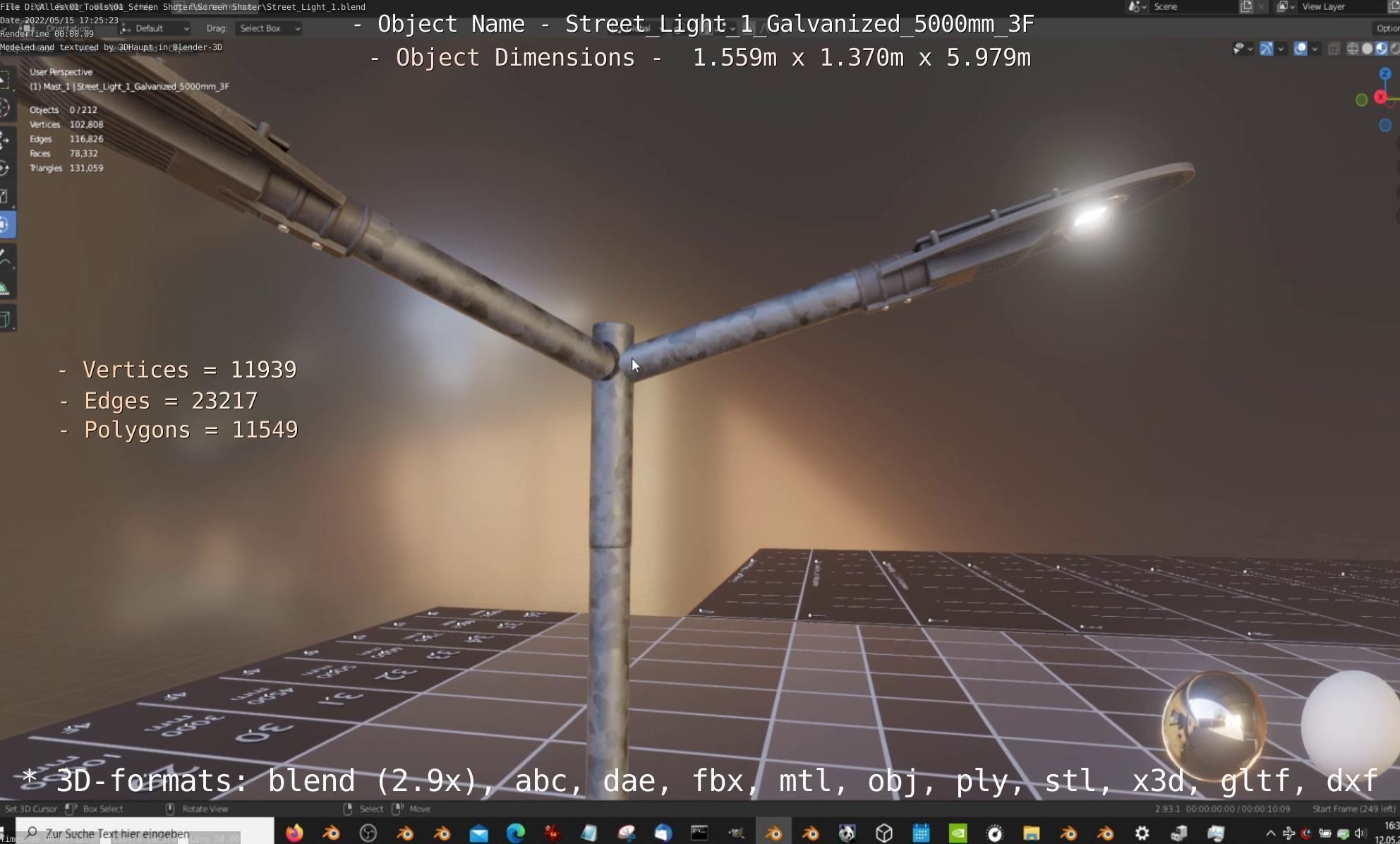 Street Light 1 Galvanized 5000mm 3F Low-poly 3D model_71