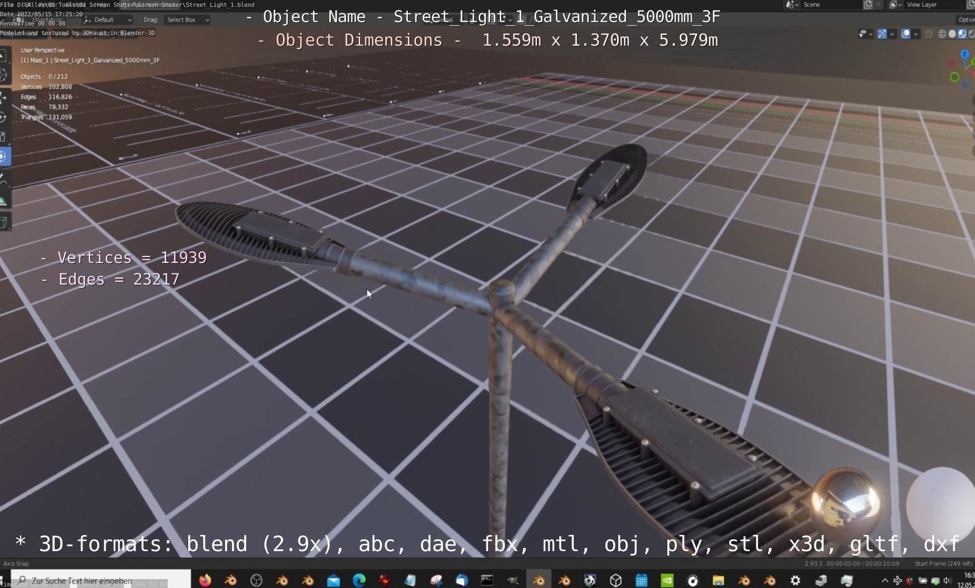 Street Light 1 Galvanized 5000mm 3F Low-poly 3D model_67