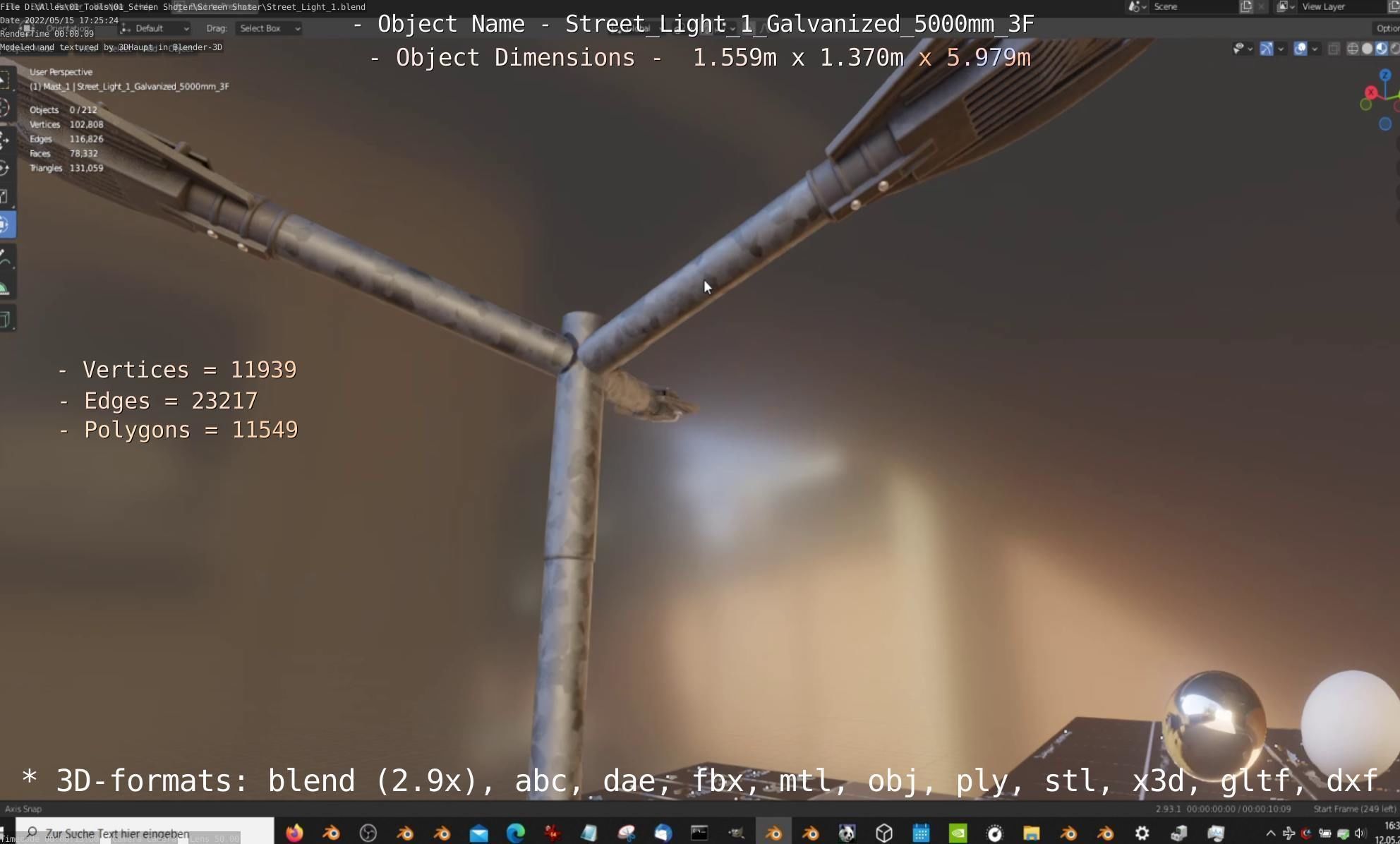 Street Light 1 Galvanized 5000mm 3F Low-poly 3D model_72