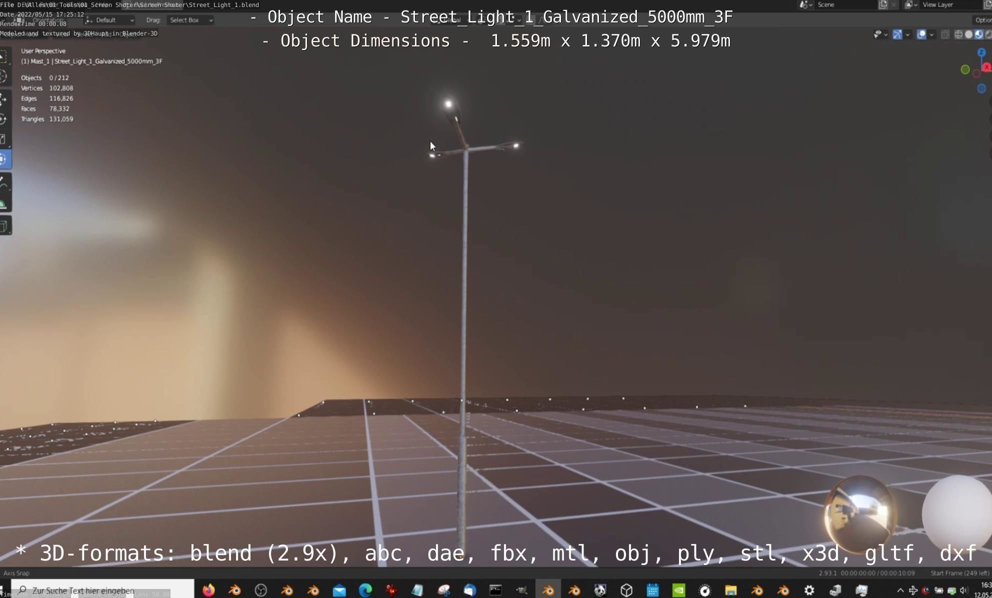 Street Light 1 Galvanized 5000mm 3F Low-poly 3D model_19