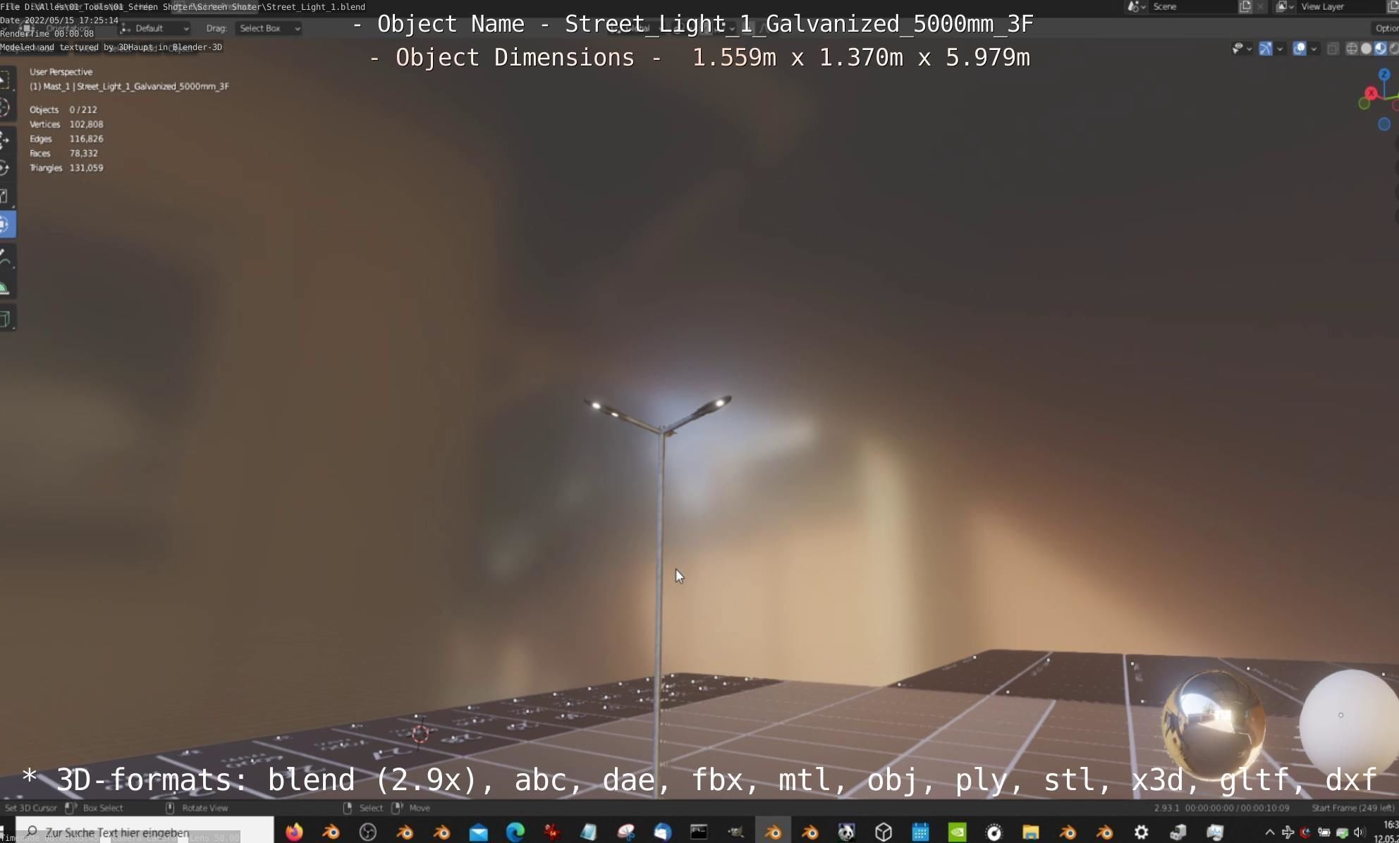 Street Light 1 Galvanized 5000mm 3F Low-poly 3D model_34