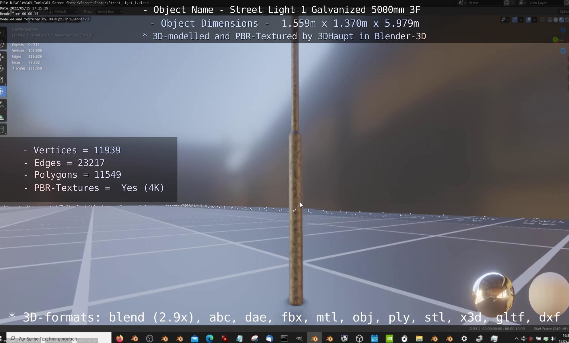 Street Light 1 Galvanized 5000mm 3F Low-poly 3D model_85