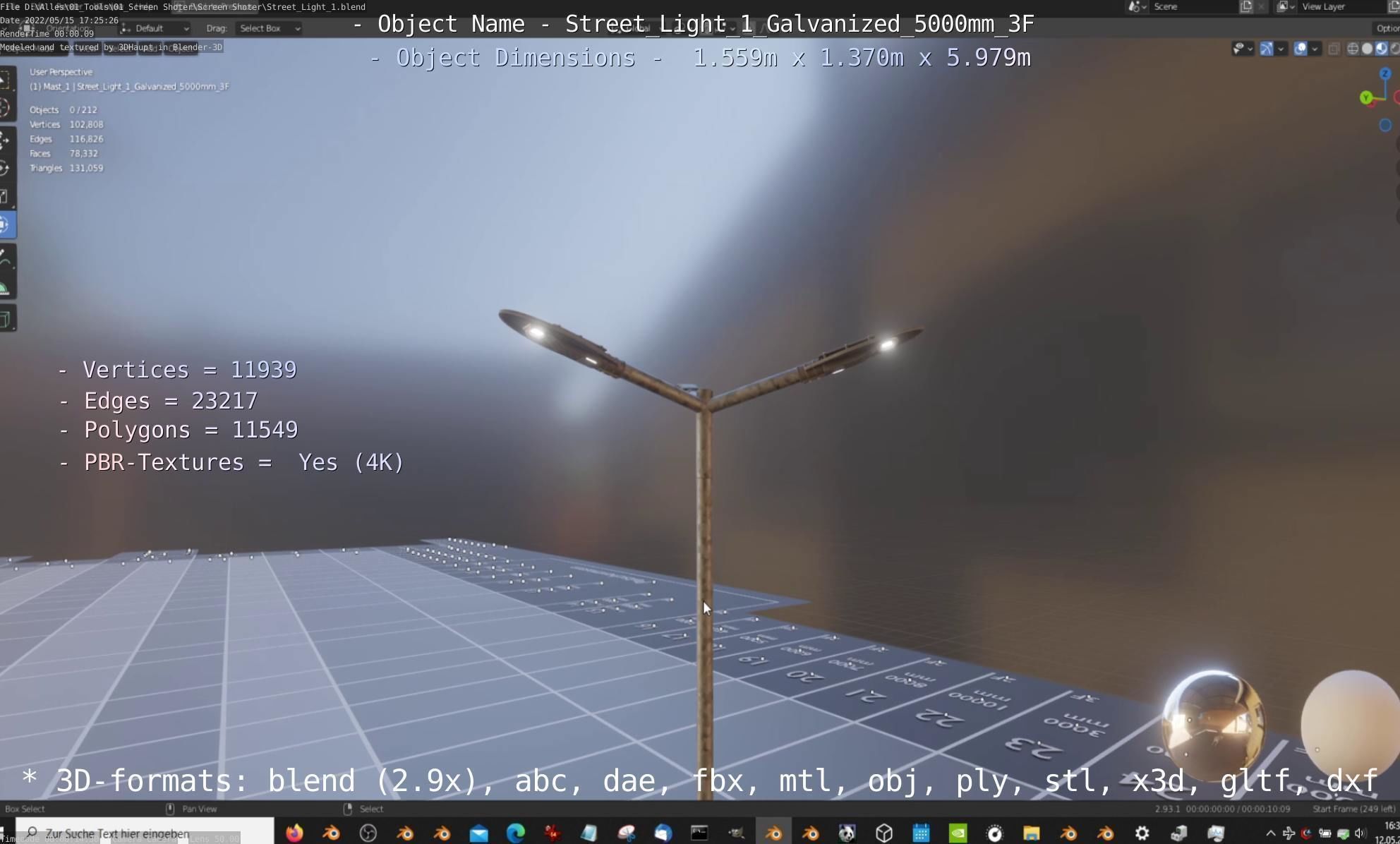Street Light 1 Galvanized 5000mm 3F Low-poly 3D model_80