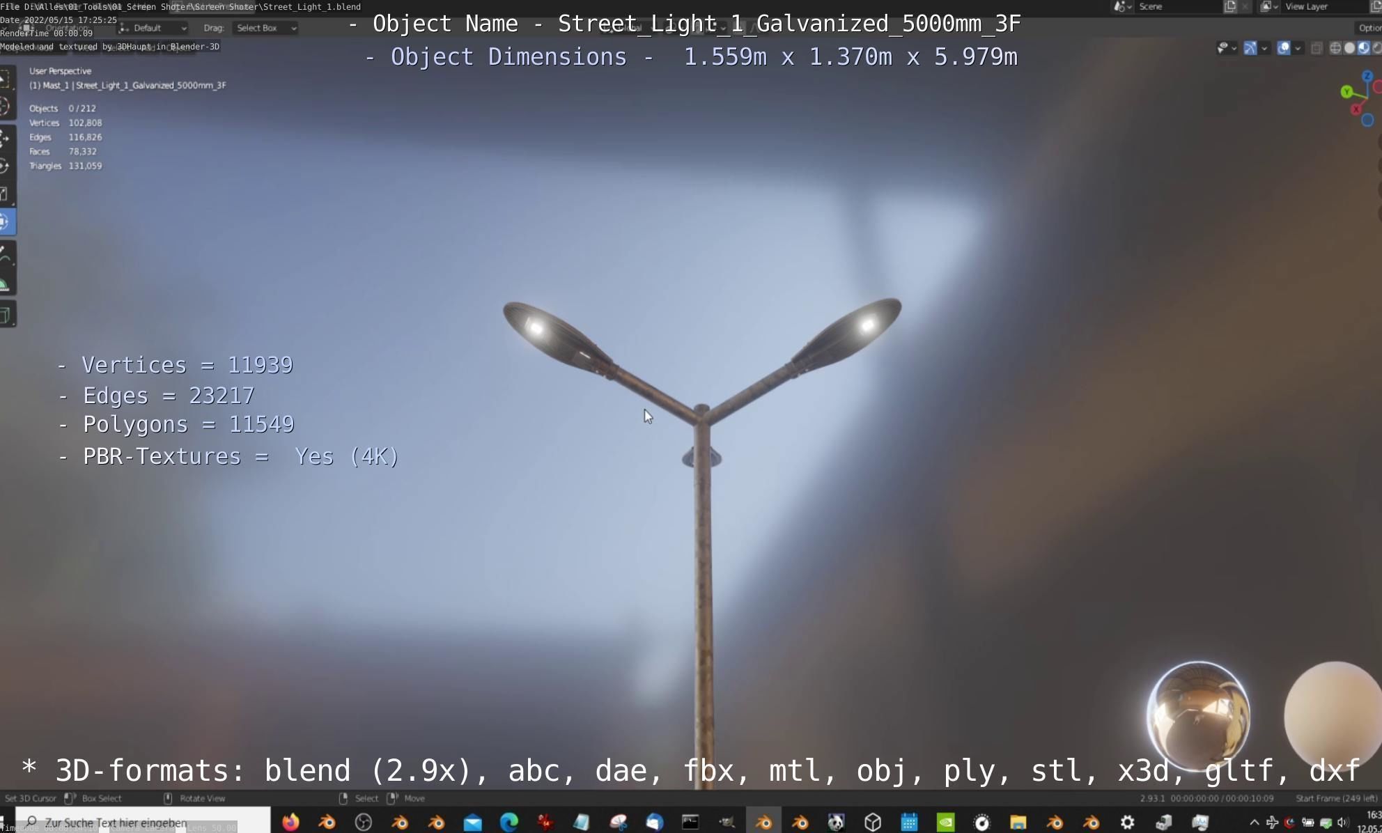 Street Light 1 Galvanized 5000mm 3F Low-poly 3D model_77