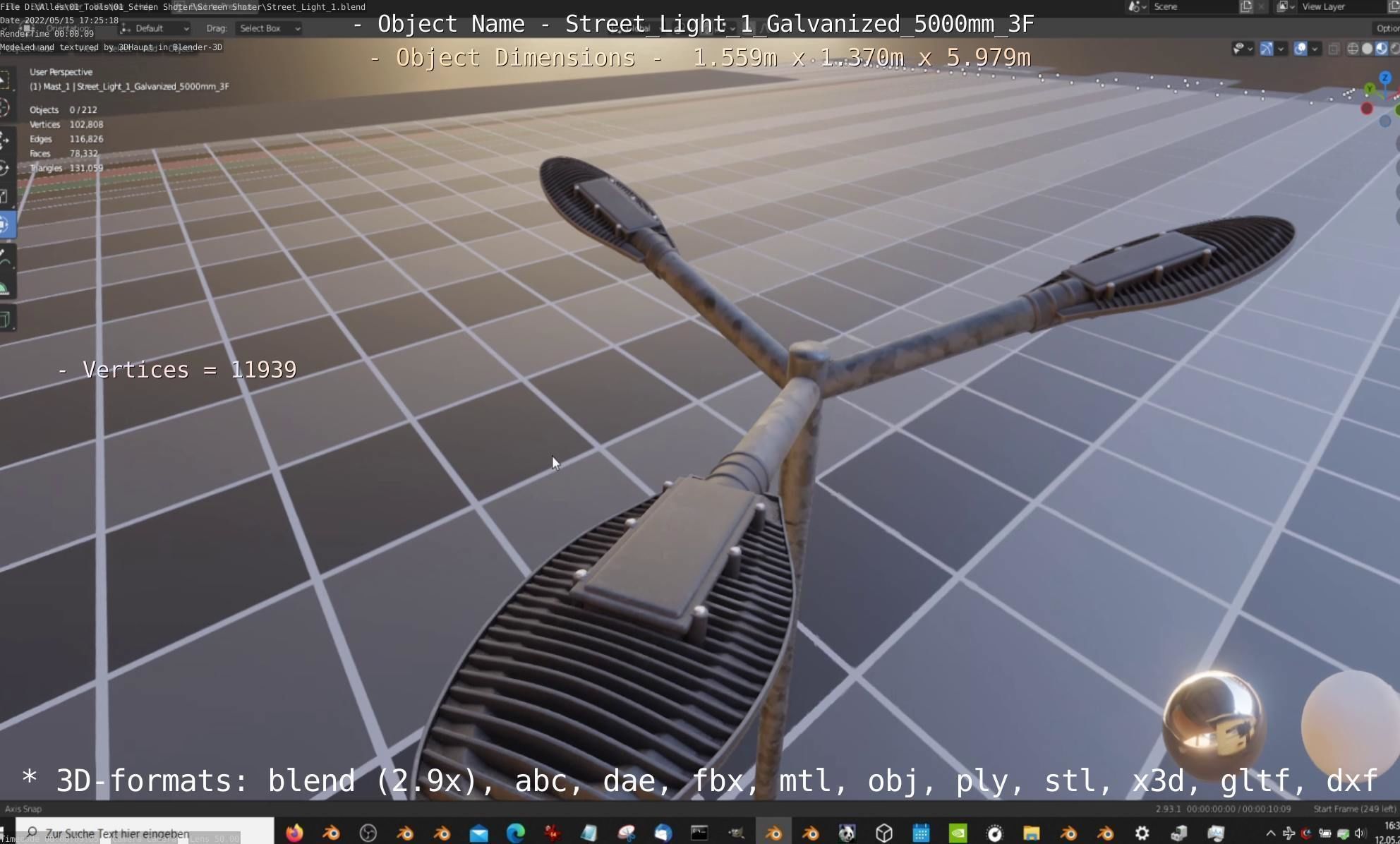 Street Light 1 Galvanized 5000mm 3F Low-poly 3D model_23