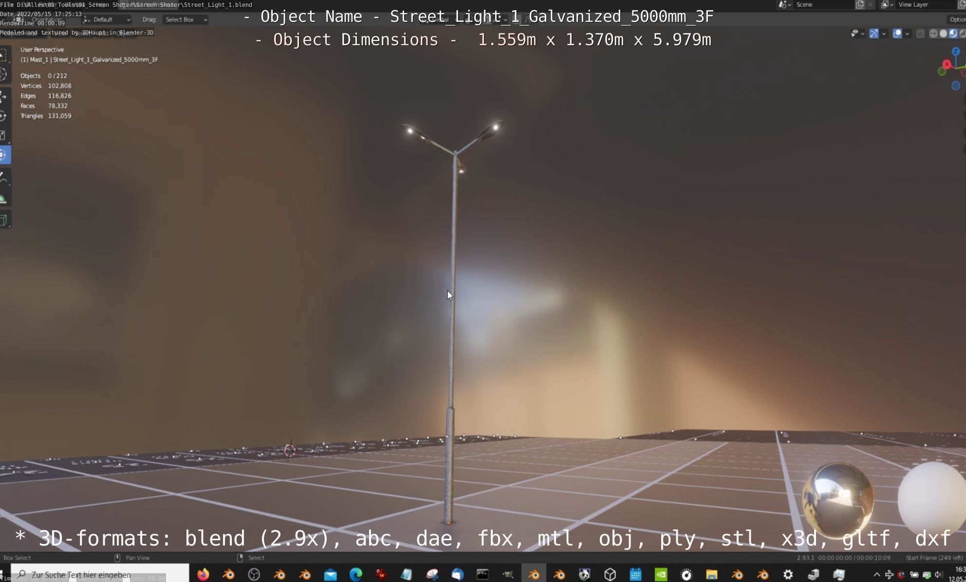 Street Light 1 Galvanized 5000mm 3F Low-poly 3D model_29