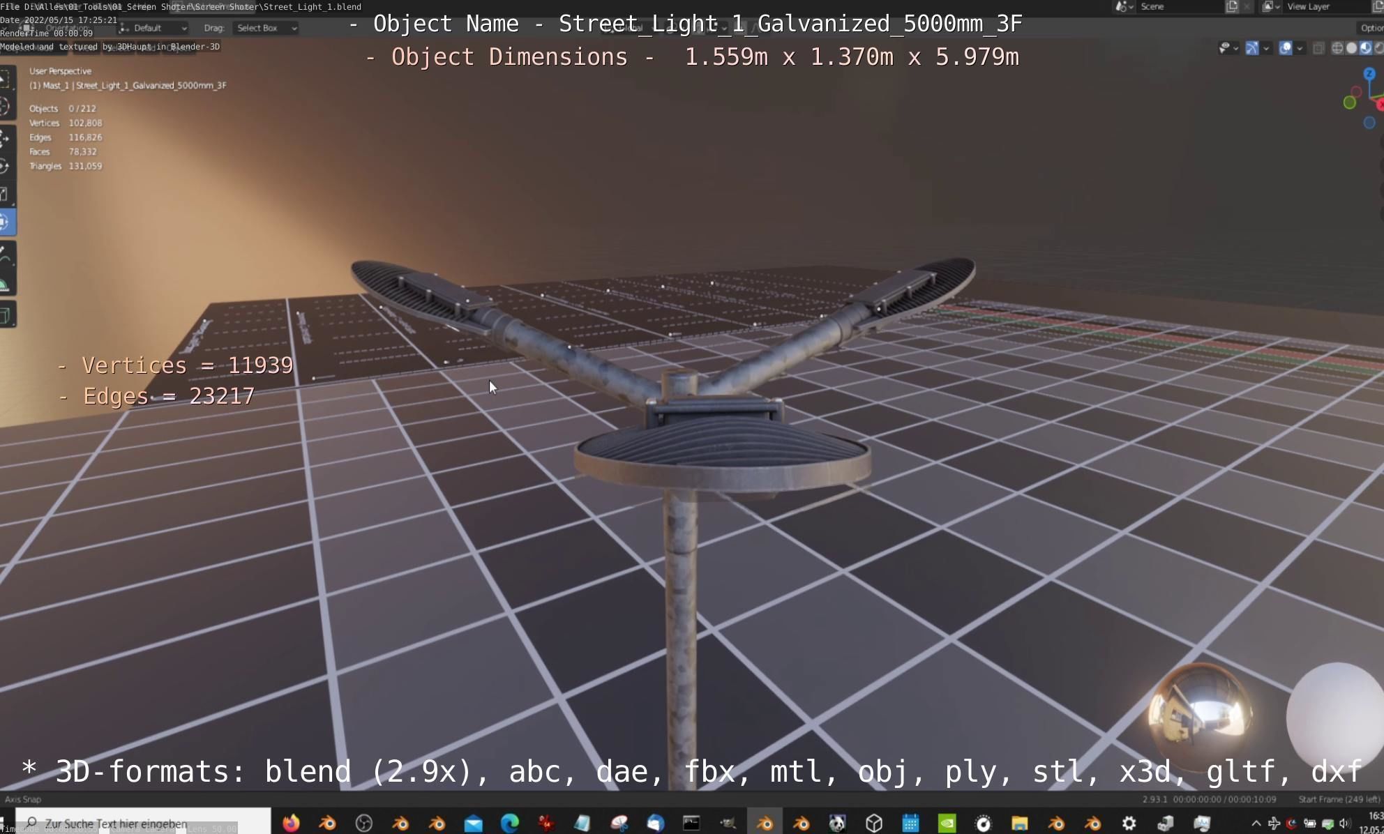 Street Light 1 Galvanized 5000mm 3F Low-poly 3D model_63