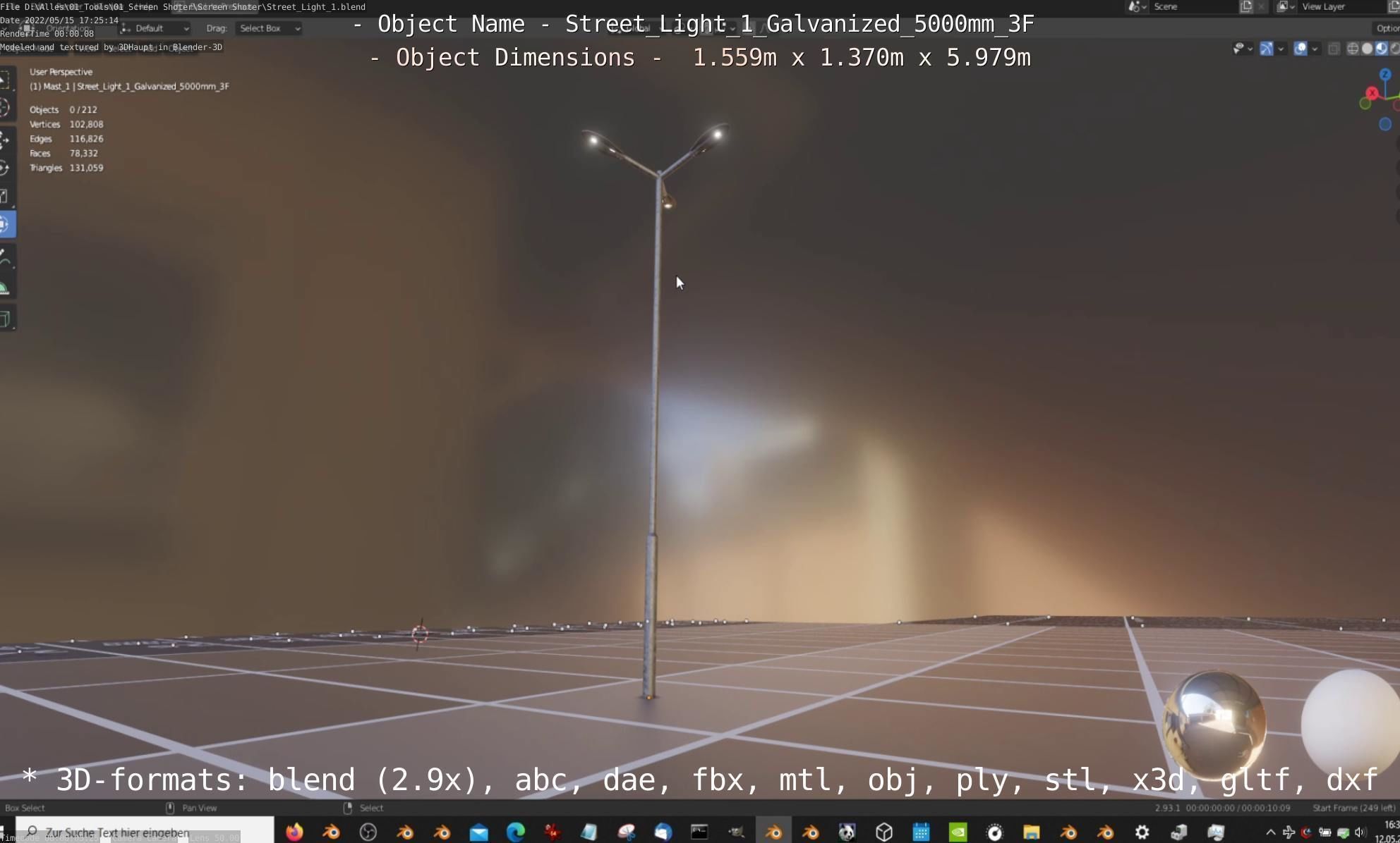 Street Light 1 Galvanized 5000mm 3F Low-poly 3D model_35