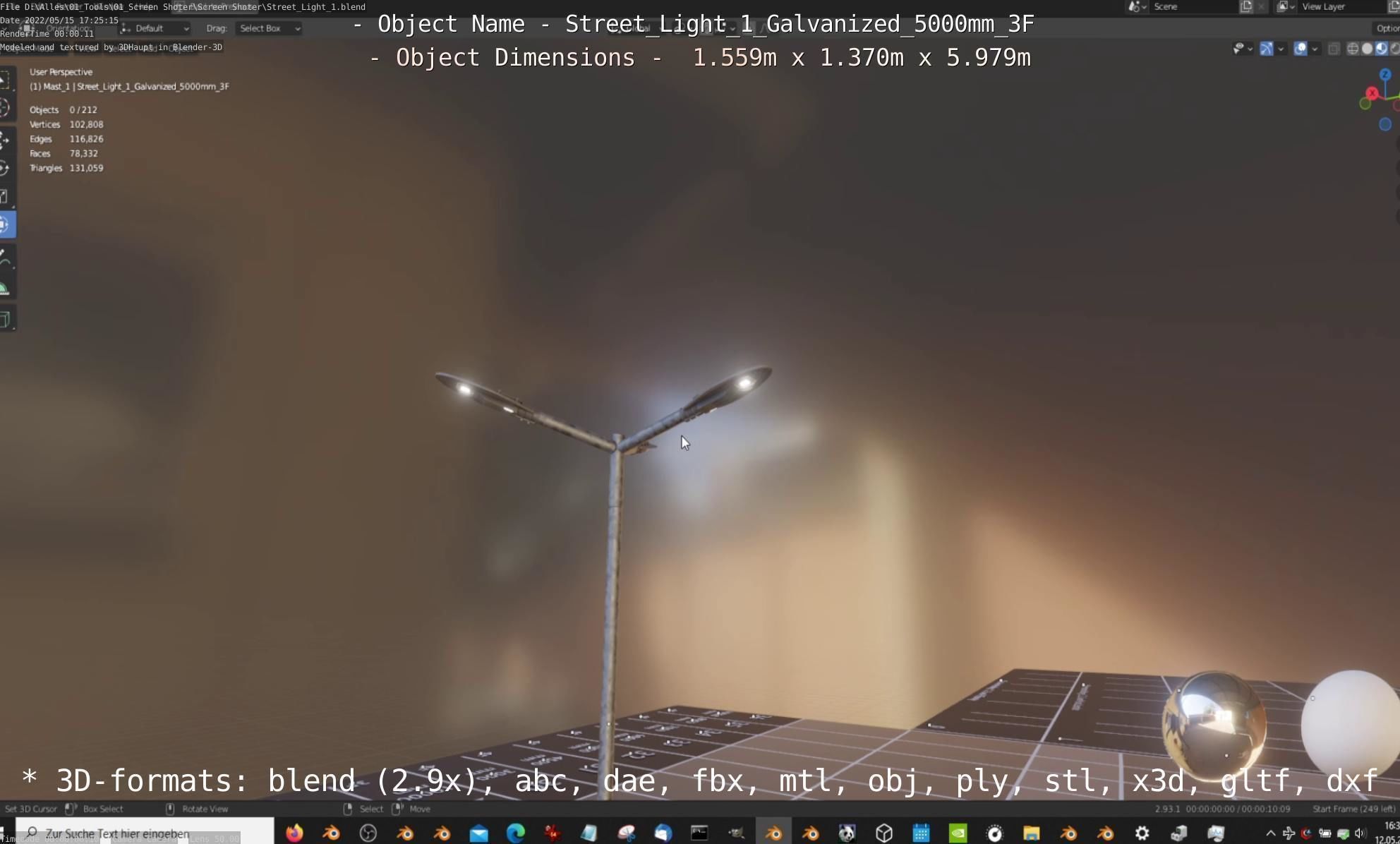 Street Light 1 Galvanized 5000mm 3F Low-poly 3D model_39